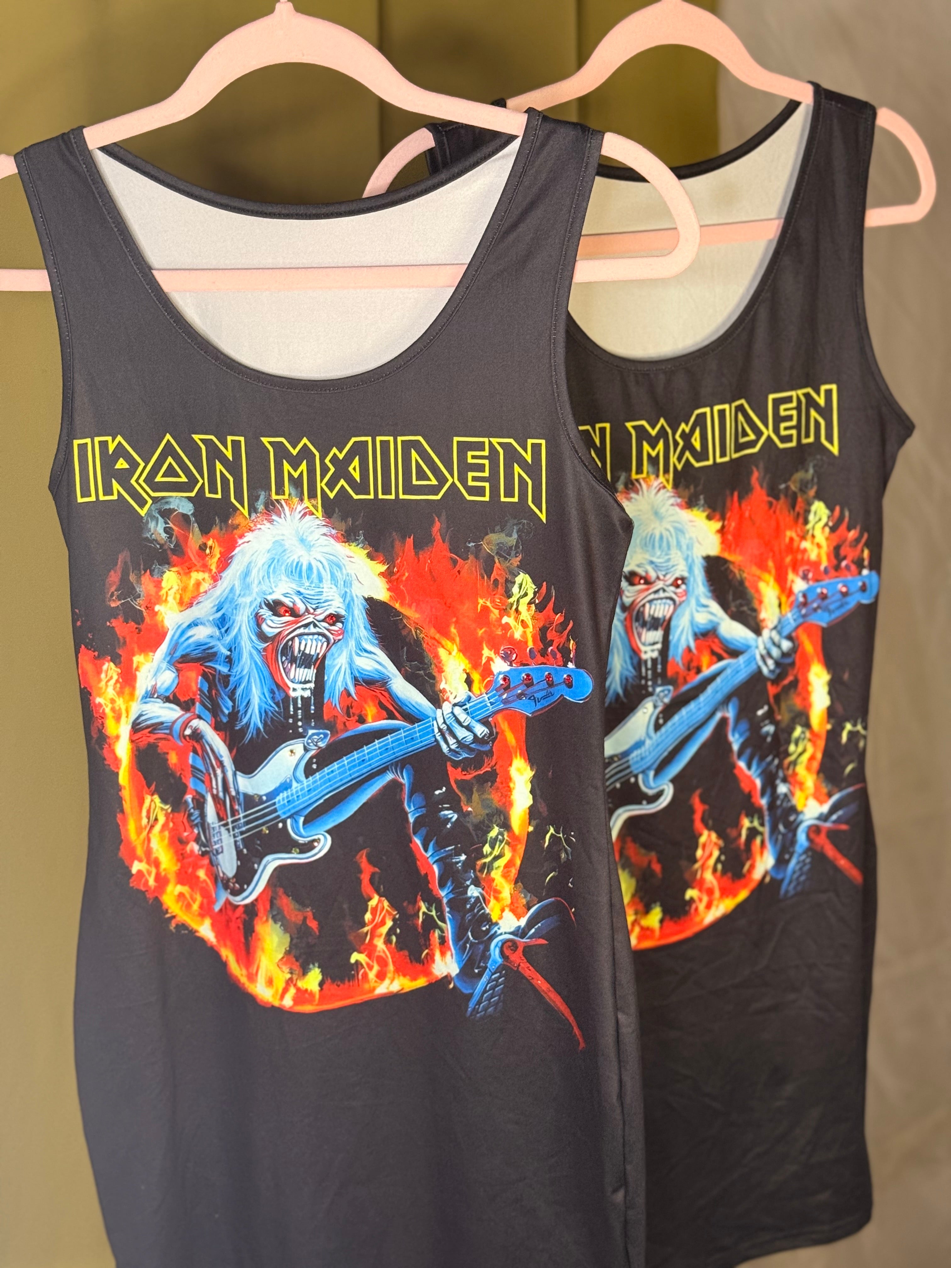 Iron Maiden Rock Bodycon Stoned Mini Dress