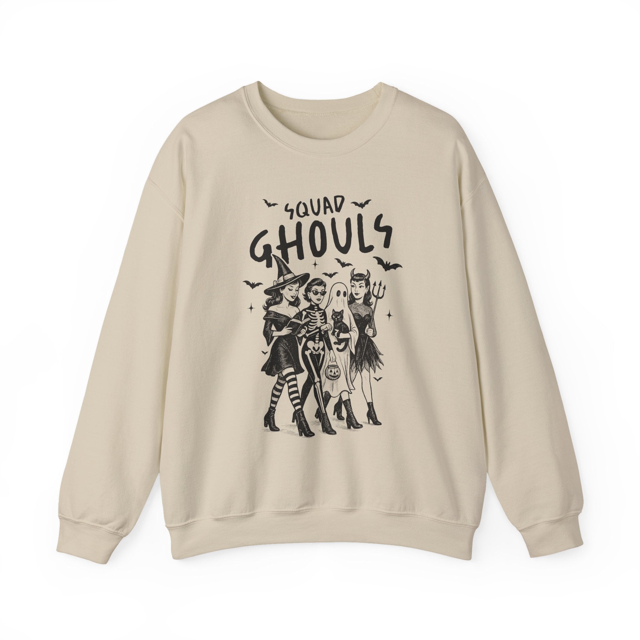 Squad Ghouls Sweatshirt, Halloween Crewneck, Spooky Season Apparel, Witchy Fashion, Unisex Halloween Sweatshirt