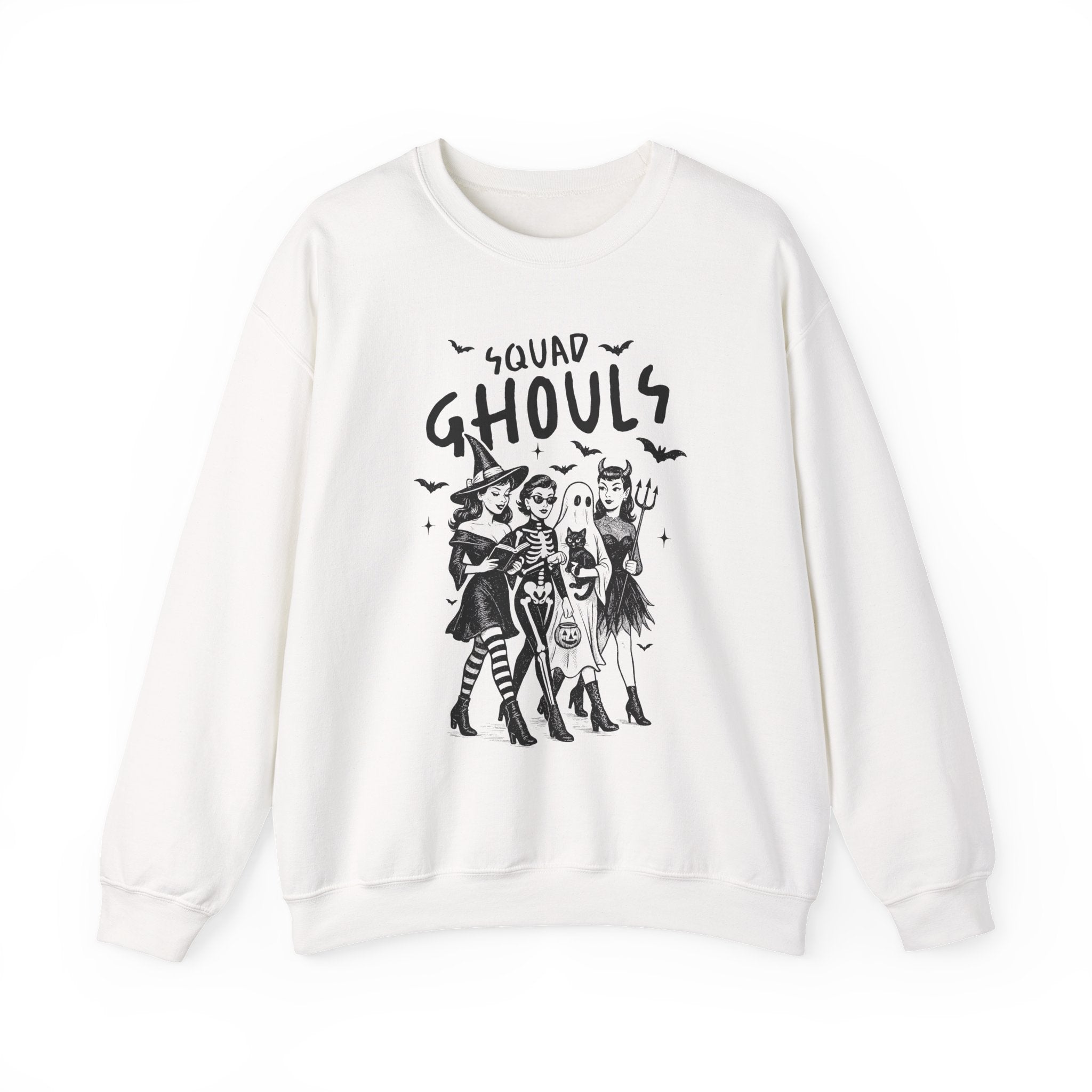 Squad Ghouls Sweatshirt, Halloween Crewneck, Spooky Season Apparel, Witchy Fashion, Unisex Halloween Sweatshirt