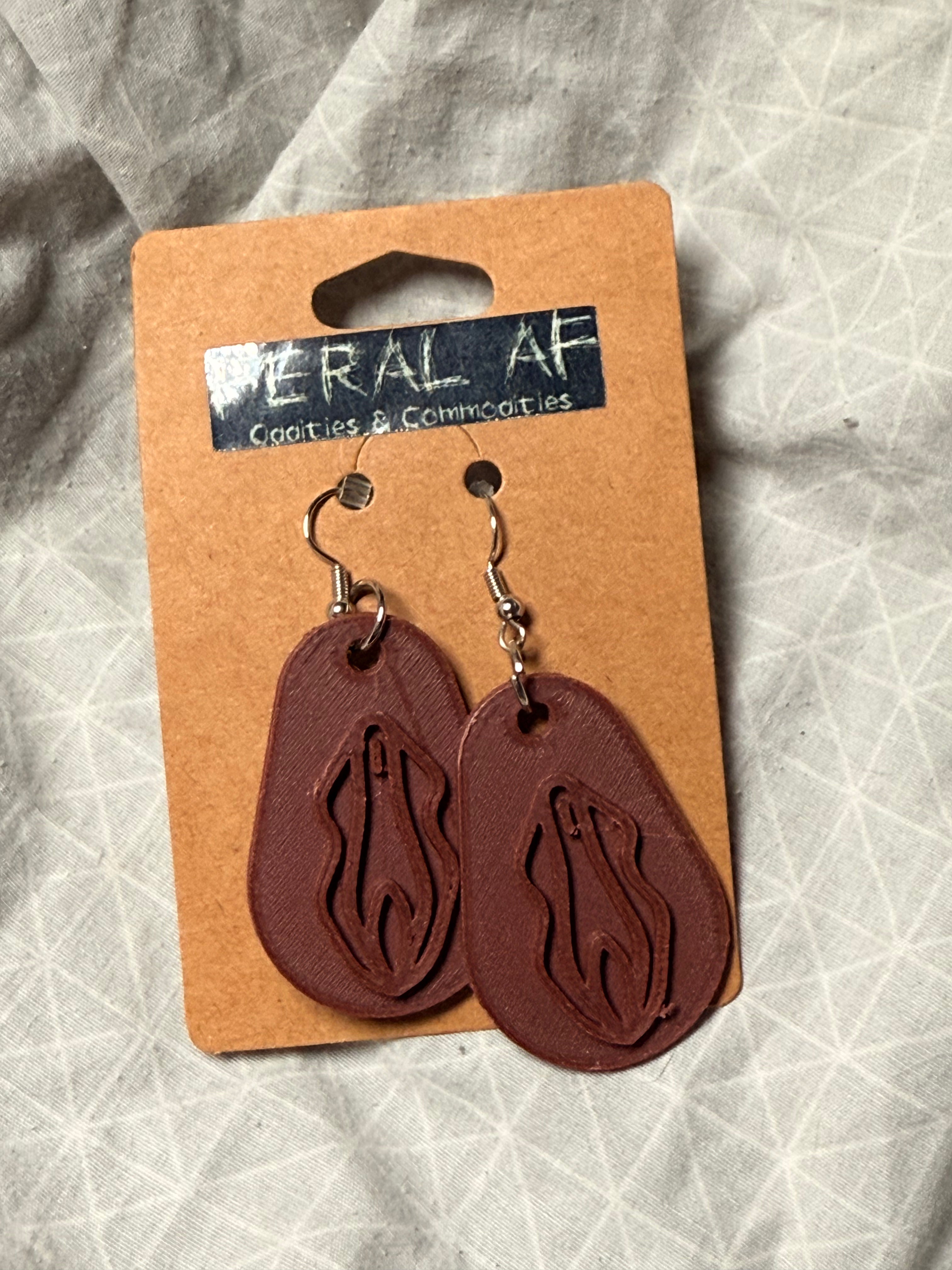 Brown Vagina Earrings