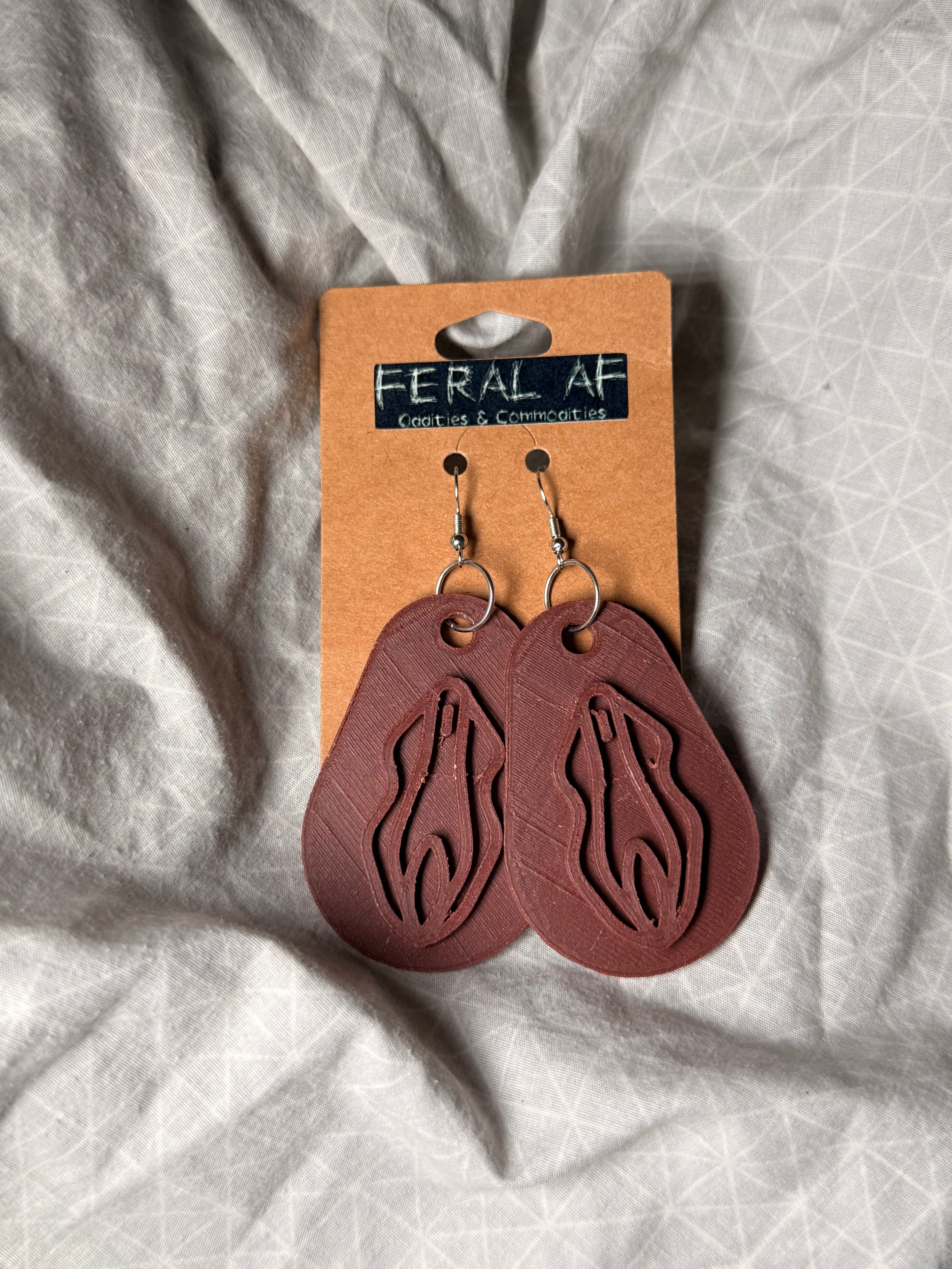 Brown Vagina Earrings