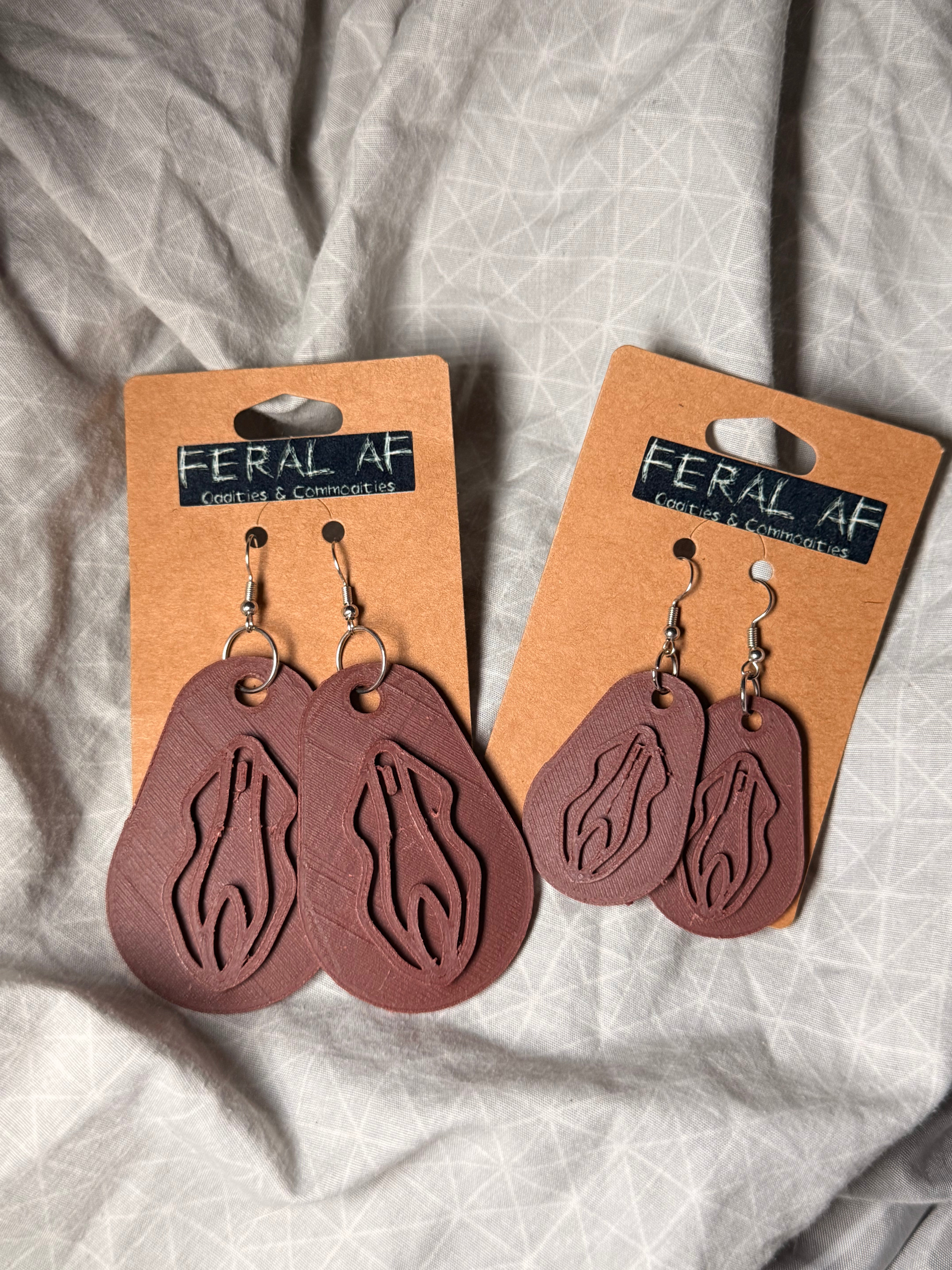 Brown Vagina Earrings