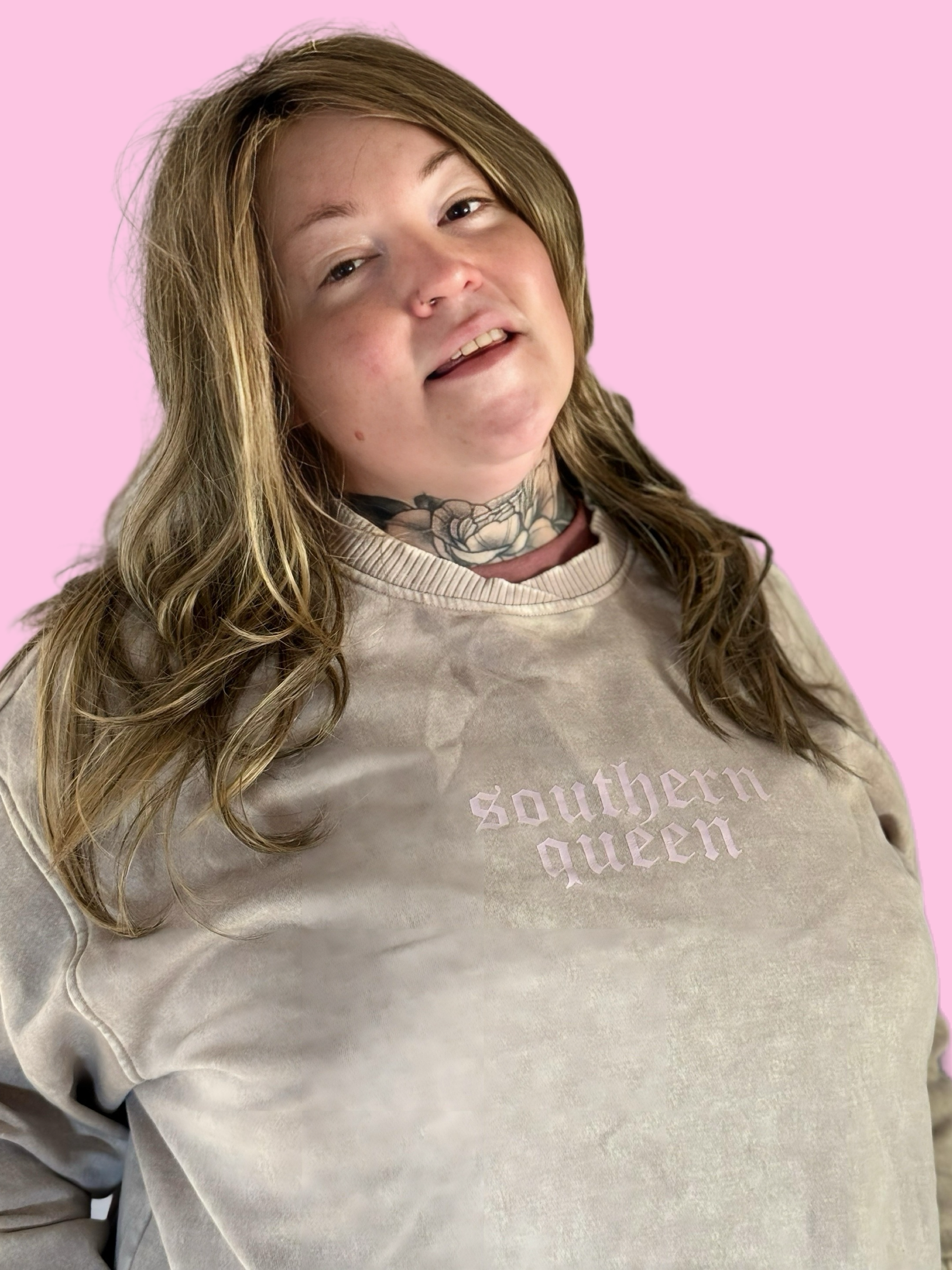 Southern Queen Acid Wash Fleece Oversized Pullover