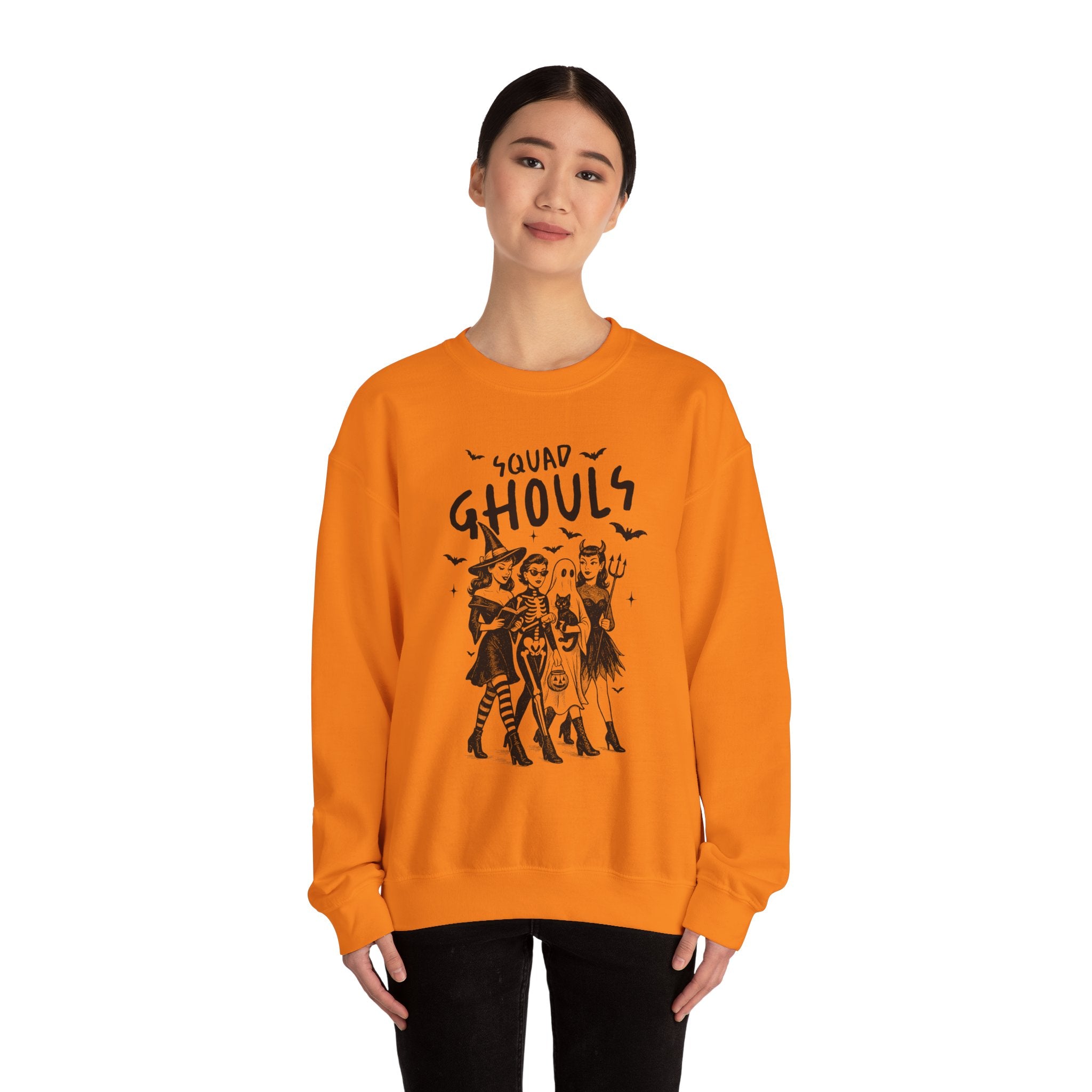 Squad Ghouls Sweatshirt, Halloween Crewneck, Spooky Season Apparel, Witchy Fashion, Unisex Halloween Sweatshirt