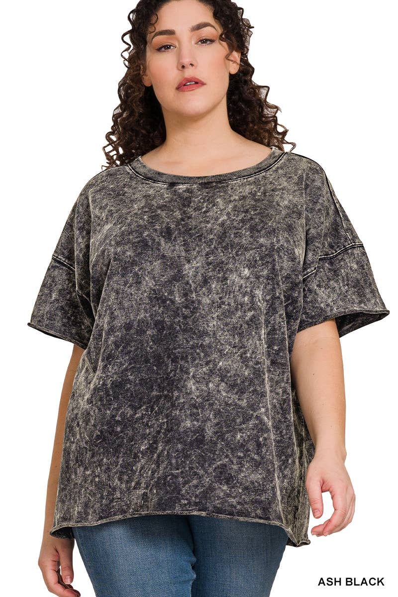 ADD OUR DESIGN TO: Acid Wash French Terry Drop Shoulder Raw Edge