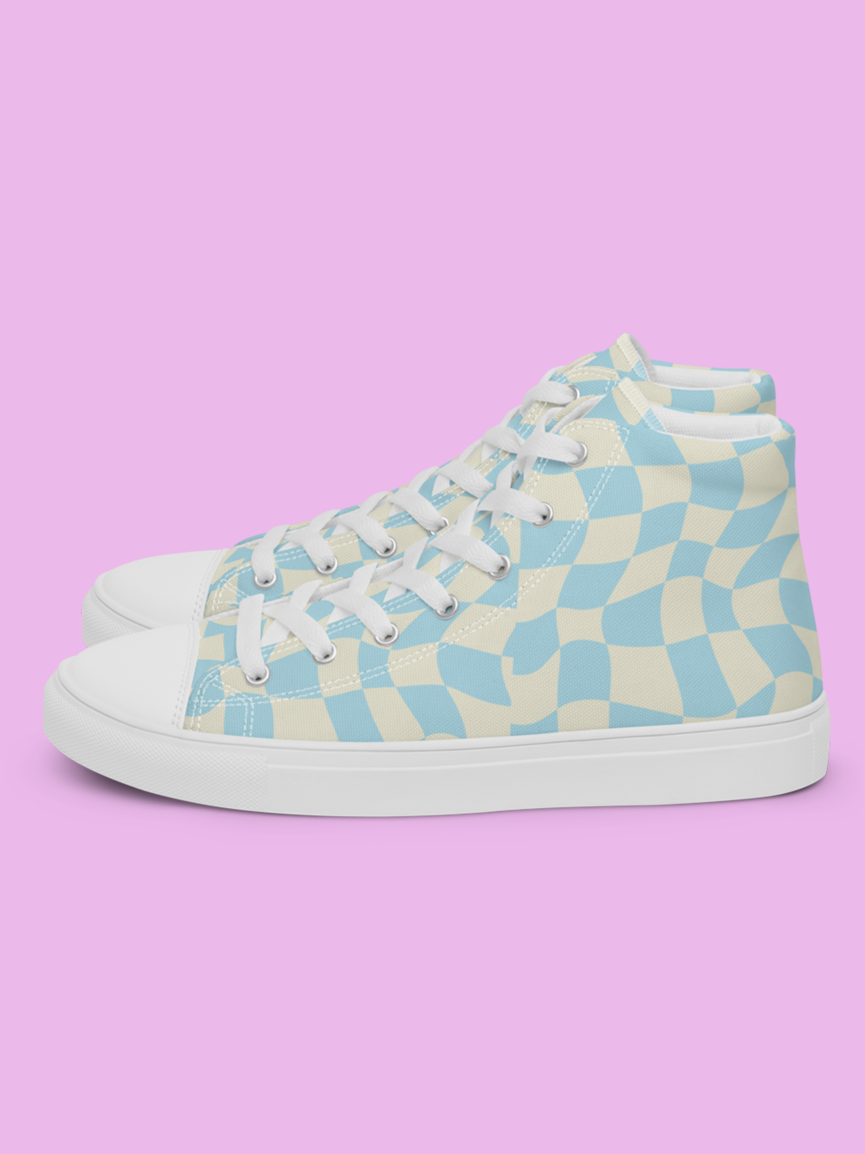 Retro Blue 80s Style high top canvas men's shoes