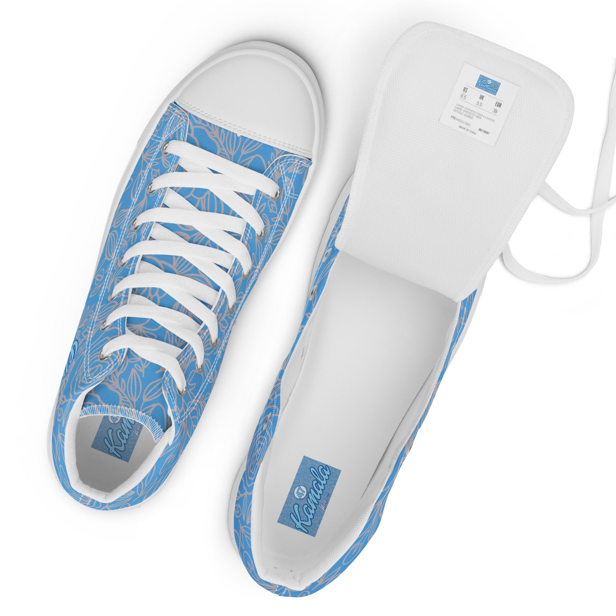 Kamala 47 Blue Rose Men’s high top canvas shoes