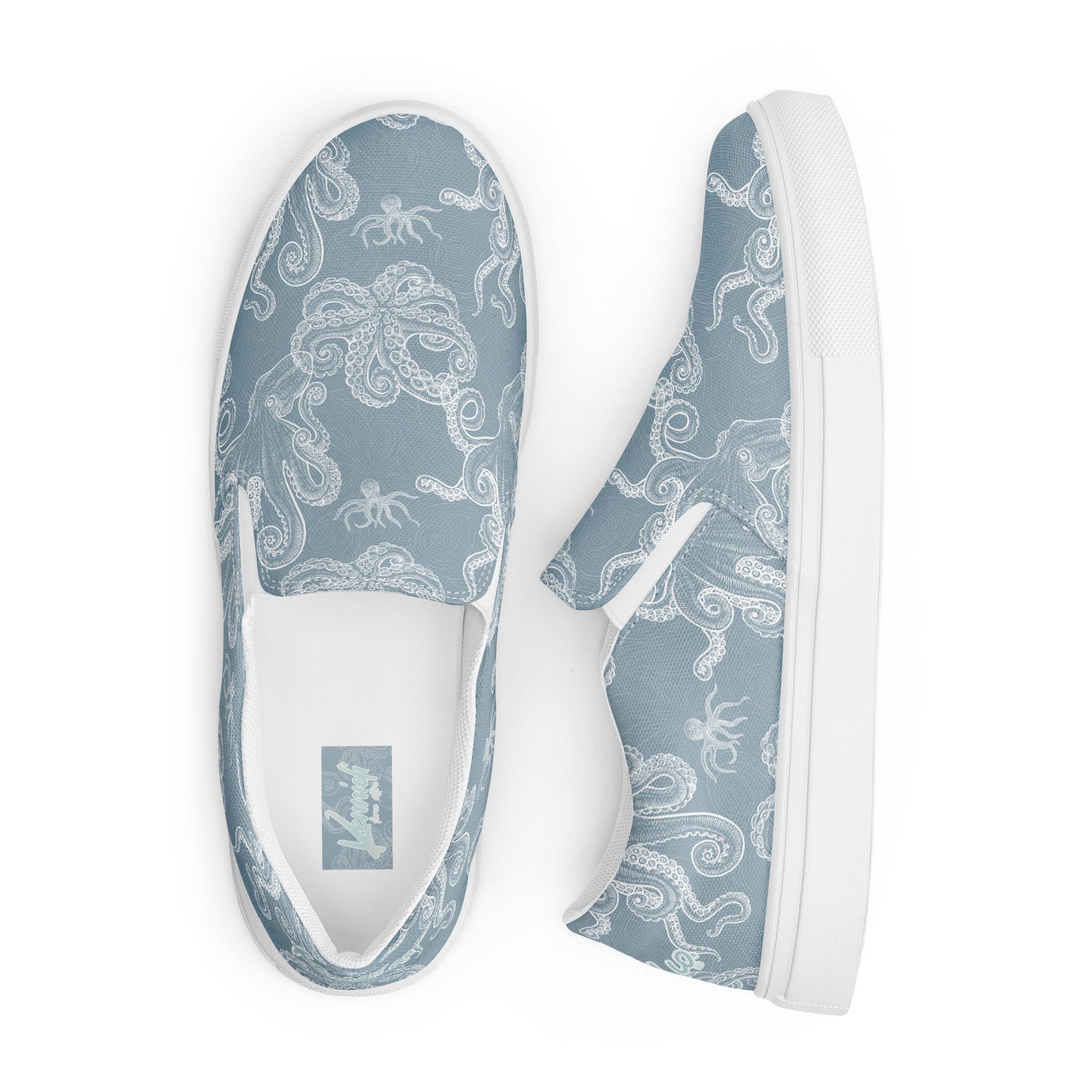 Blue Octopus Men’s slip-on canvas shoes