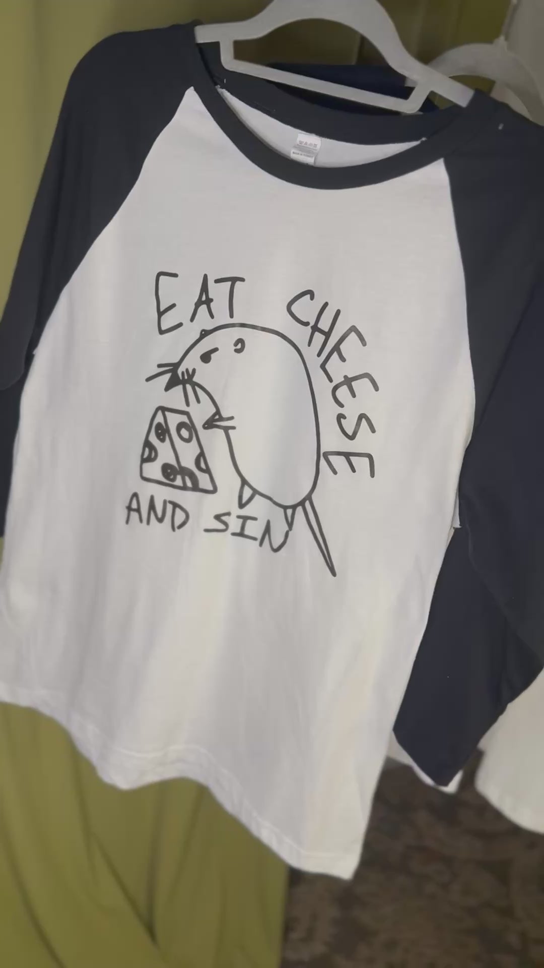 Eat Cheese and Sin Baseball T-shirts