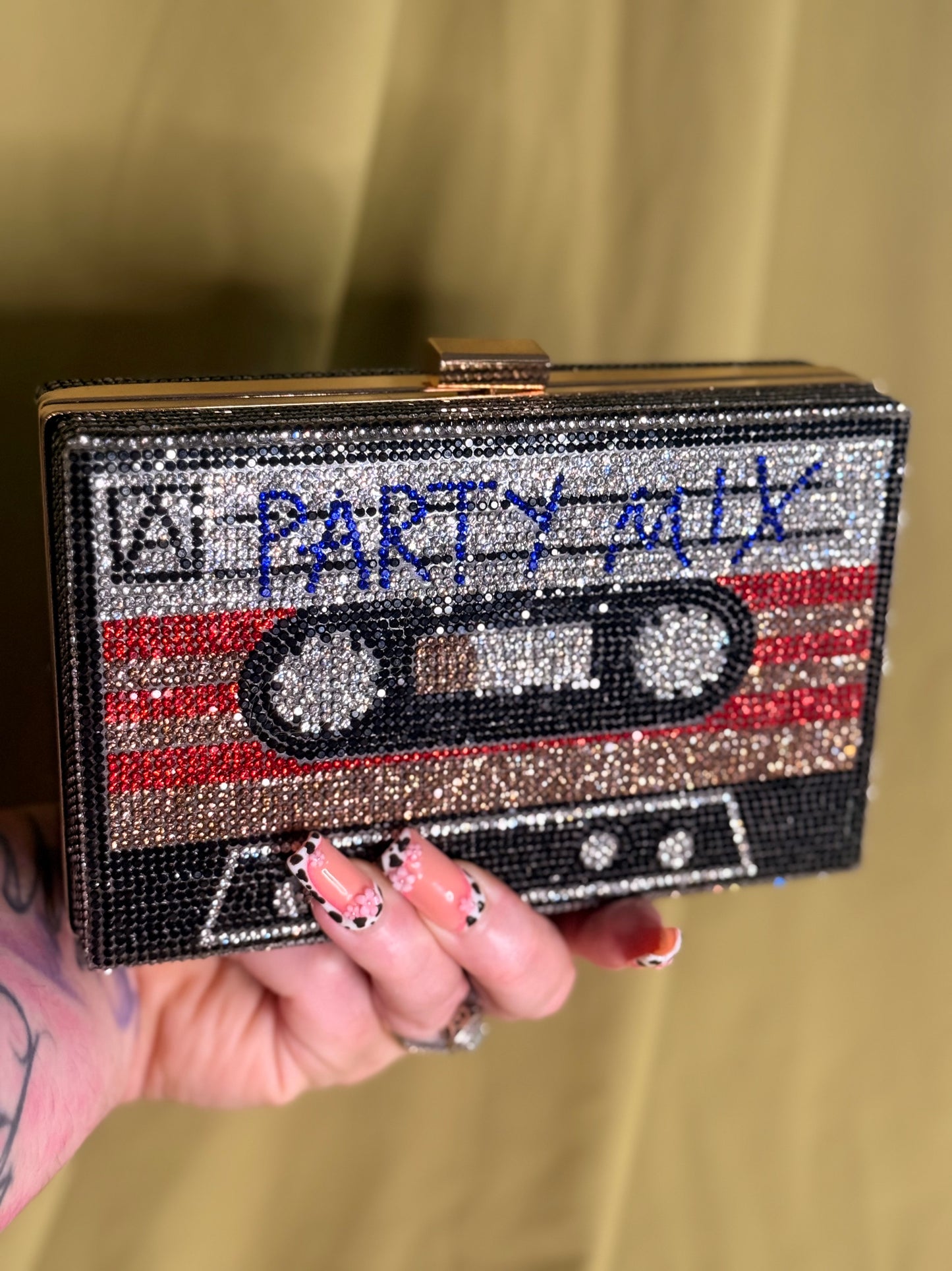 Cassett Tape Party Mix stoned clutch purse