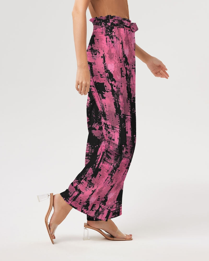 Pink Grunge Women's High-Rise Wide Leg Pants