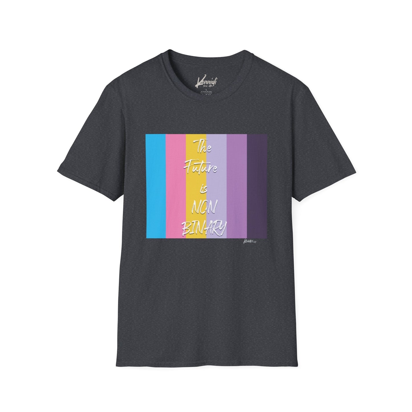 The Future Is Non Binary Pride Unisex Softstyle T-Shirt Dark Heather Grey / Xs