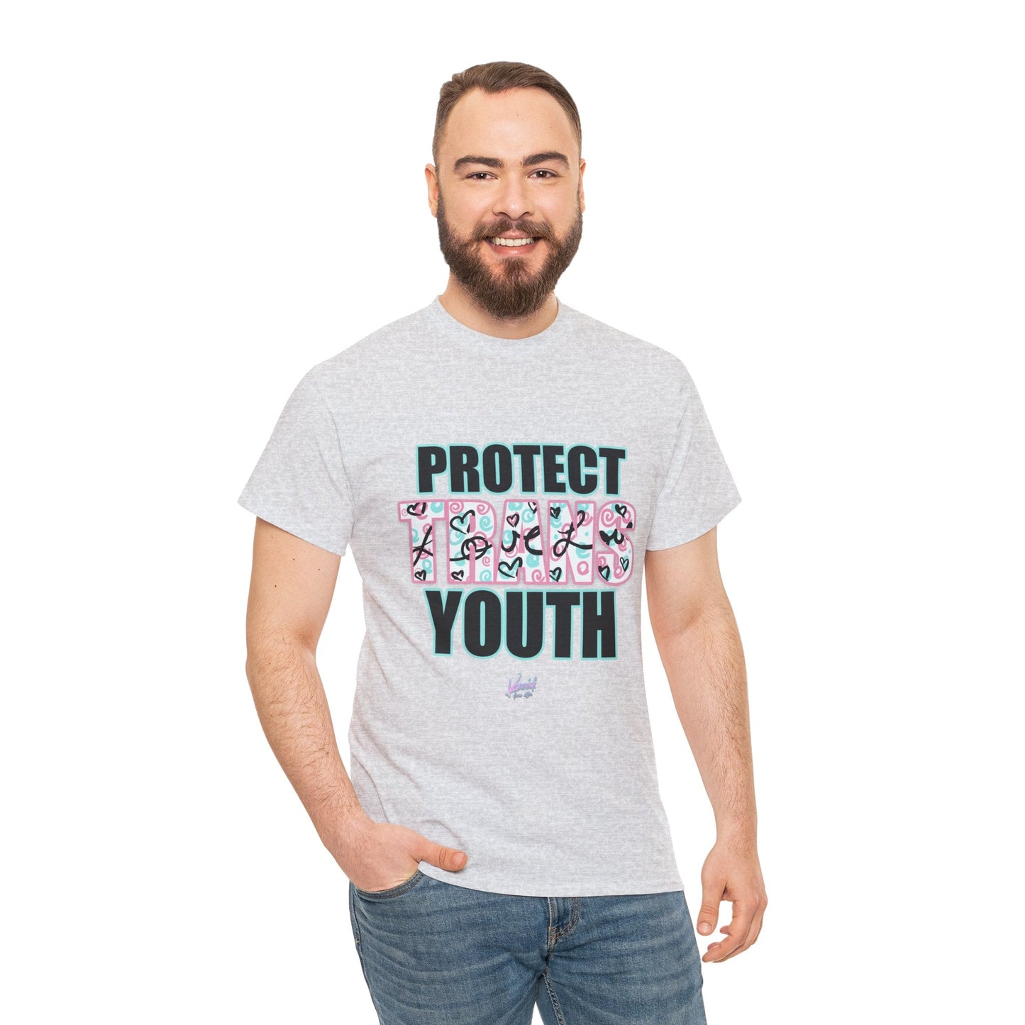 Protect Trans Youth Love 3.0 Unisex Heavy Cotton Tee - Ash / S T - Shirt