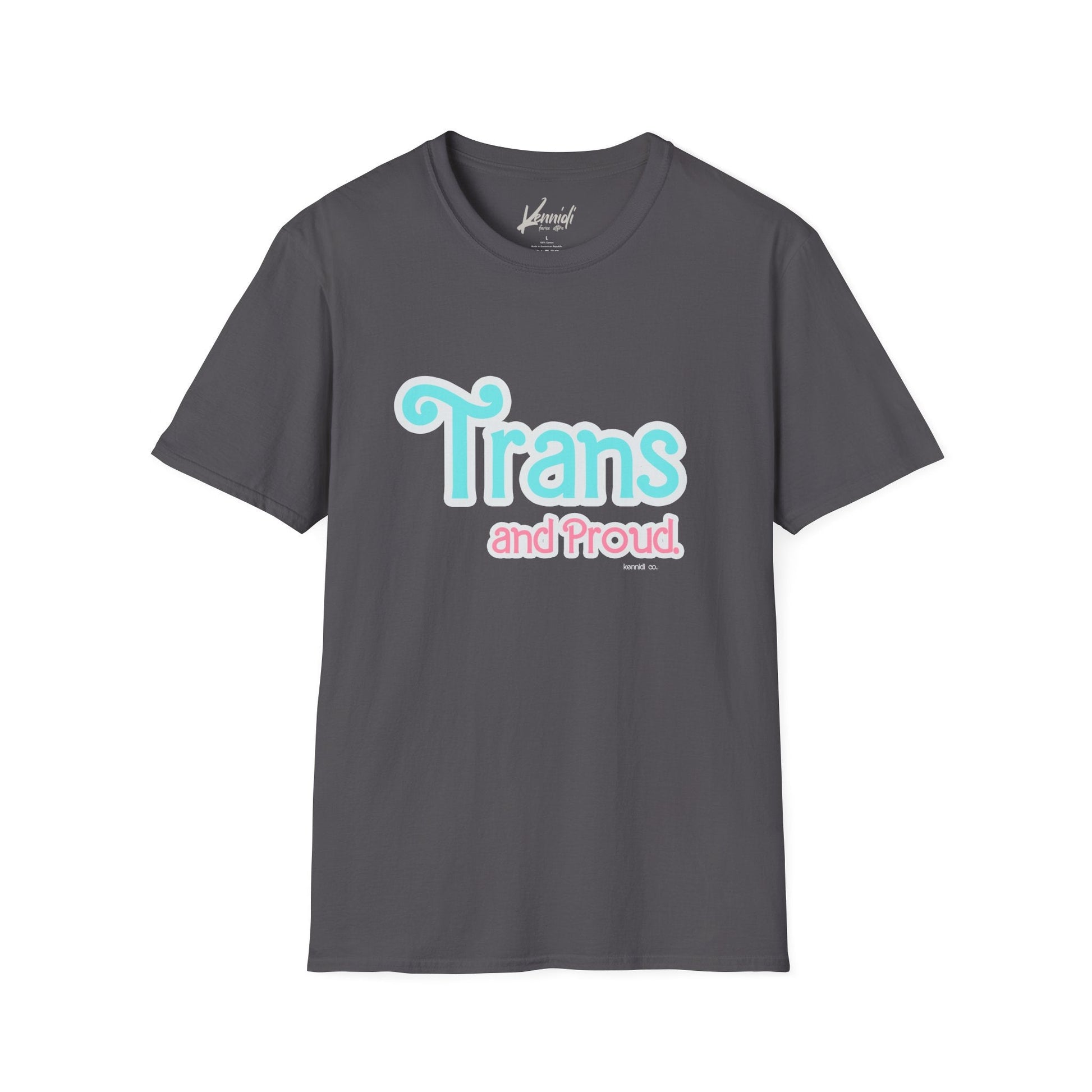 Trans And Proud Barbie Inspired Pride Version 2 Unisex Softstyle T-Shirt Charcoal / Xs