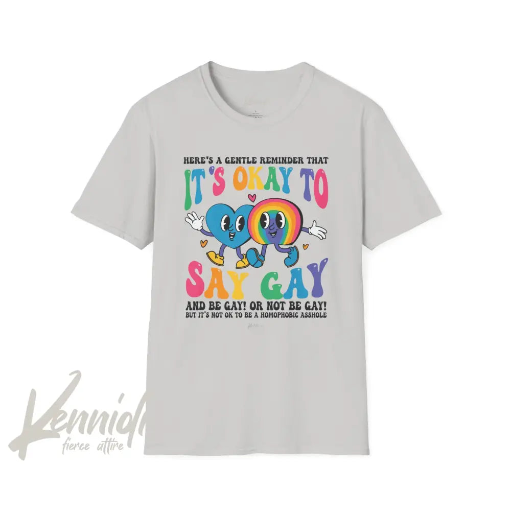 It’s Okay To Say Gay Pride Unisex Softstyle T-Shirt Ice Grey / S