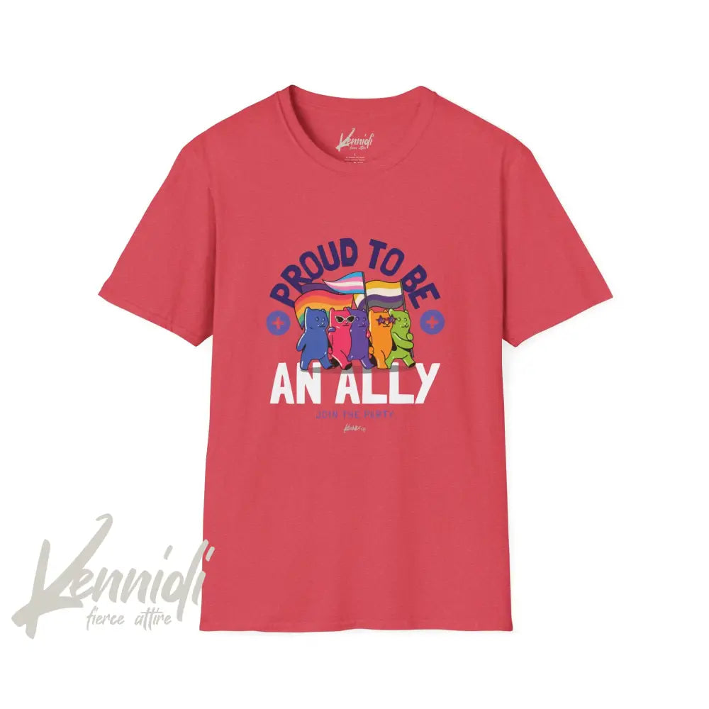 Proud To Be An Ally Pride Unisex Softstyle T-Shirt Heather Red / S