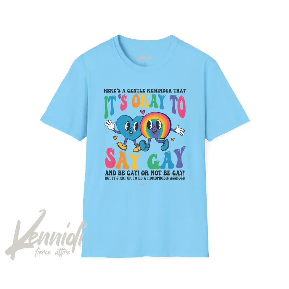 It’s Okay To Say Gay Pride Unisex Softstyle T-Shirt Sky / S