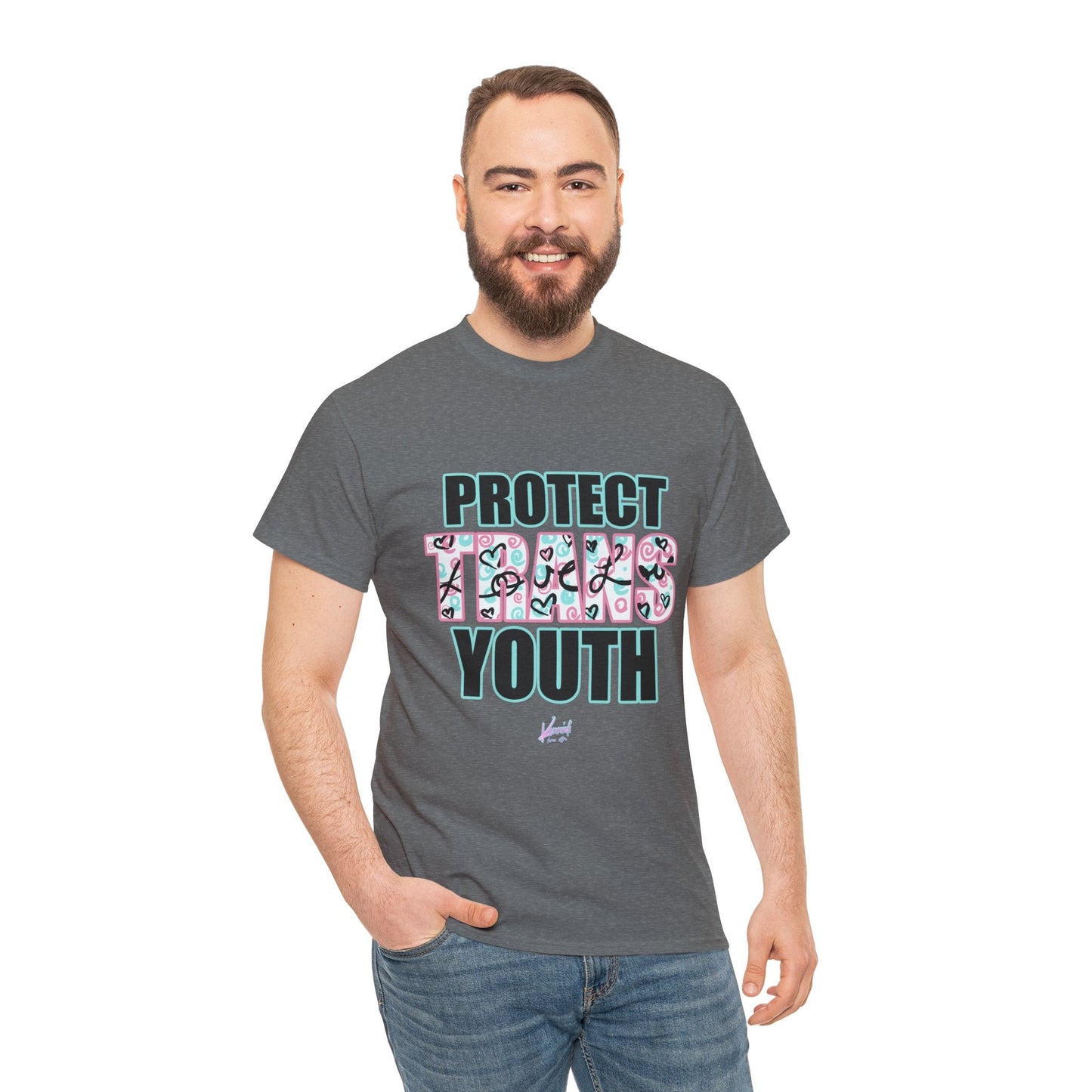 Protect Trans Youth Love 3.0 Unisex Heavy Cotton Tee - Graphite Heather / S T - Shirt