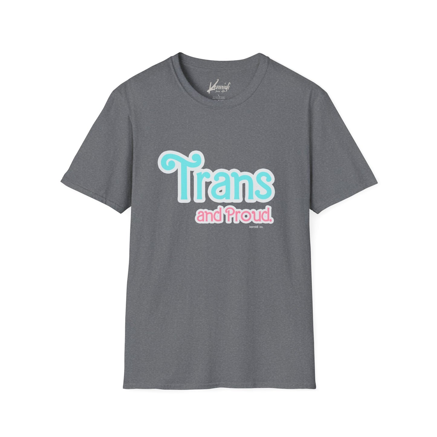 Trans And Proud Barbie Inspired Pride Version 2 Unisex Softstyle T-Shirt Graphite Heather / S