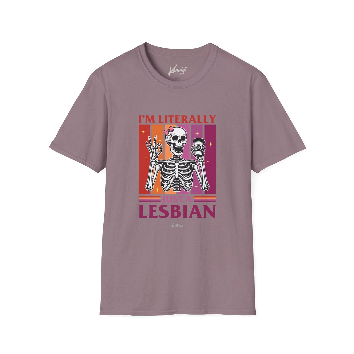 I’m Literally Just A Lesbian Skeleton Pride Unisex Softstyle T-Shirt Paragon / M