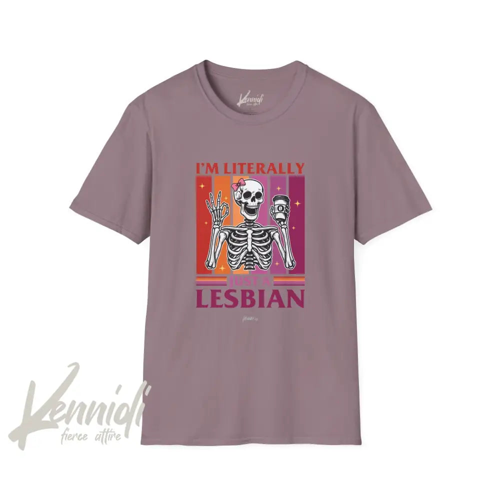 I’m Literally Just A Lesbian Skeleton Pride Unisex Softstyle T-Shirt Paragon / M