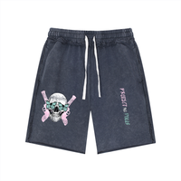 Protect The Dolls Skull Butterfly Unisex Mineral Wash Raw Edge Shorts