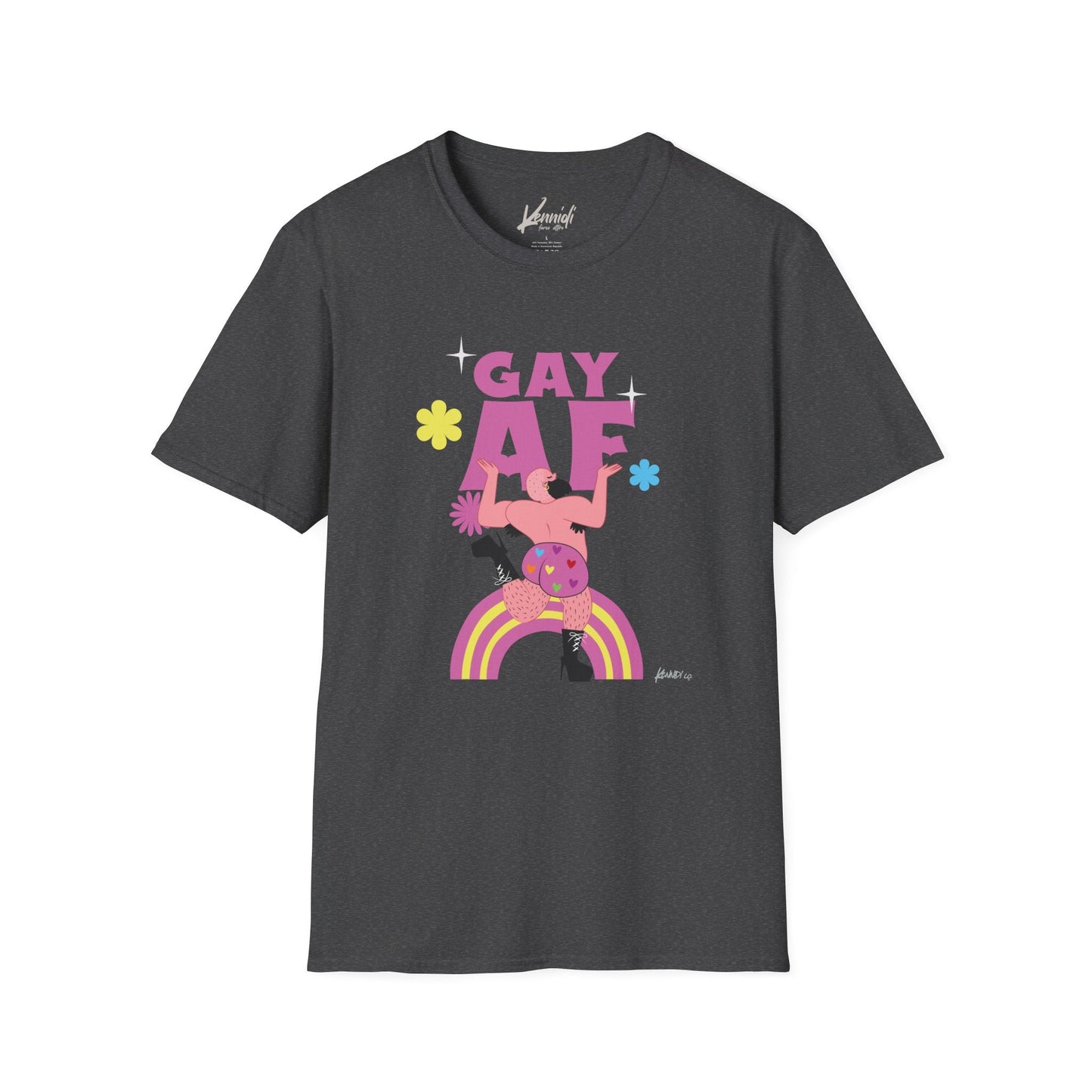 Gay Af Pride Unisex Softstyle T-Shirt Dark Heather / Xs