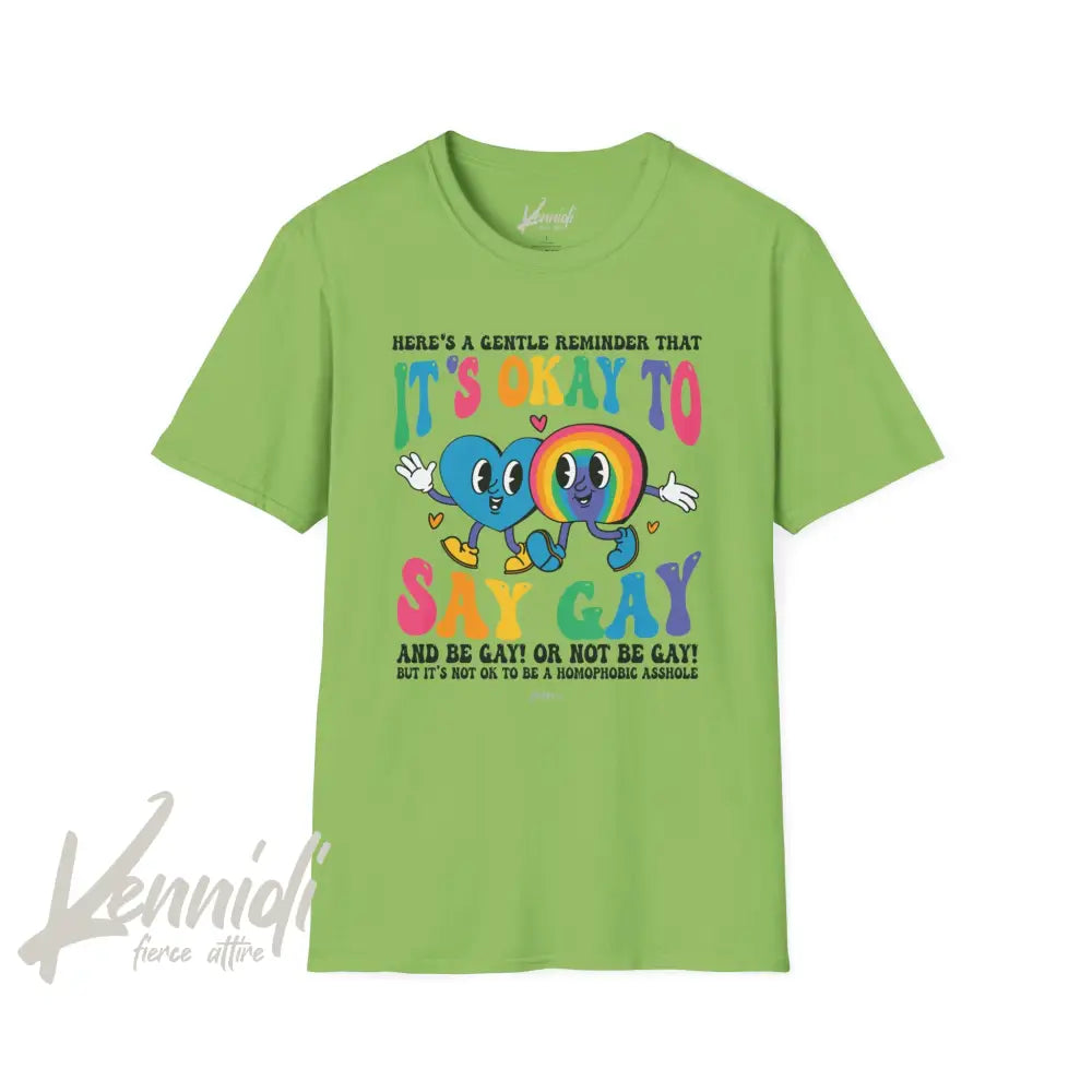 It’s Okay To Say Gay Pride Unisex Softstyle T-Shirt Lime / S