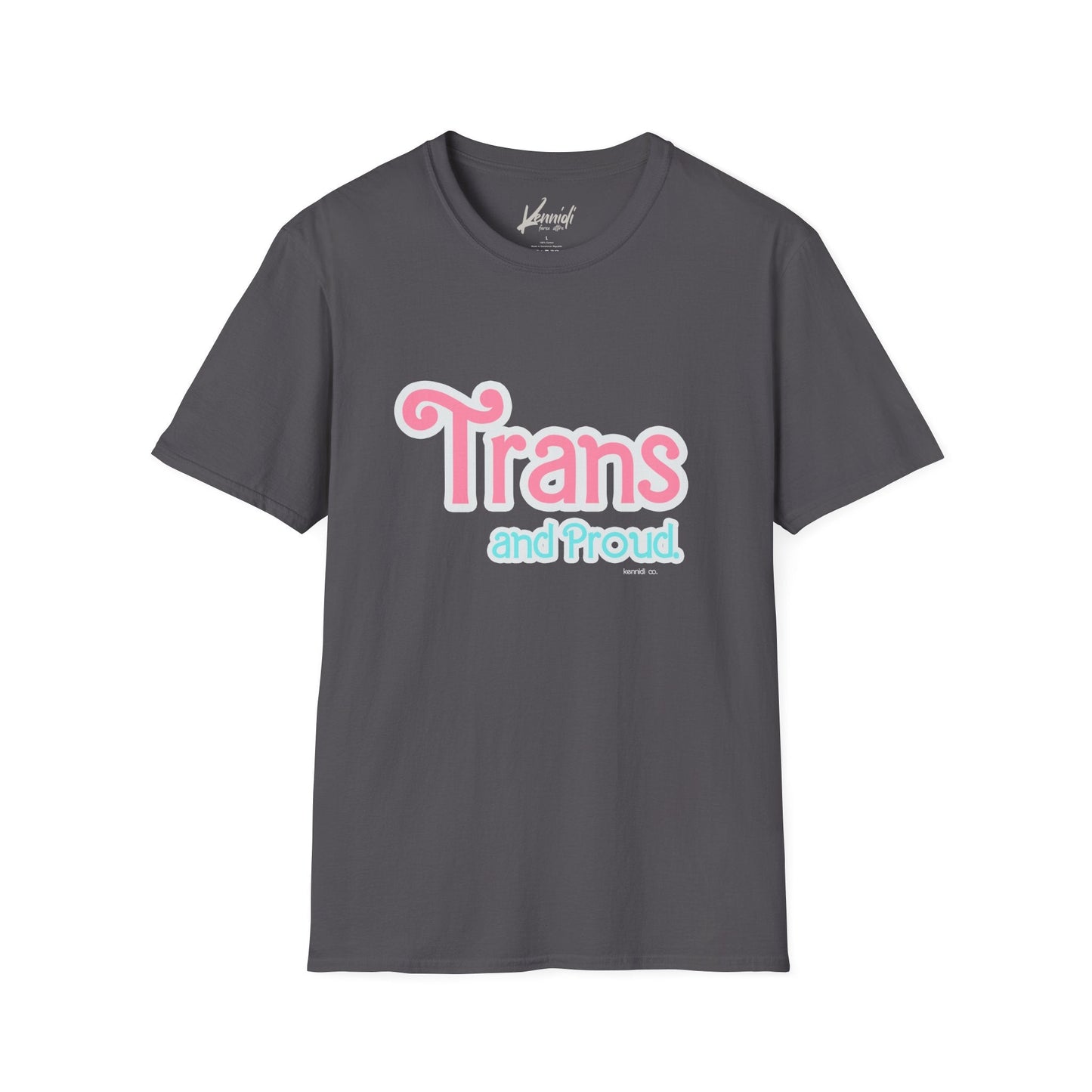 Trans And Proud Barbie Inspired Pride Unisex Softstyle T-Shirt Charcoal / Xs