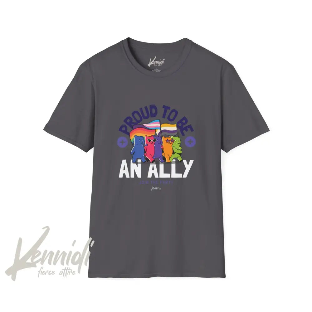 Proud To Be An Ally Pride Unisex Softstyle T-Shirt Charcoal / Xs