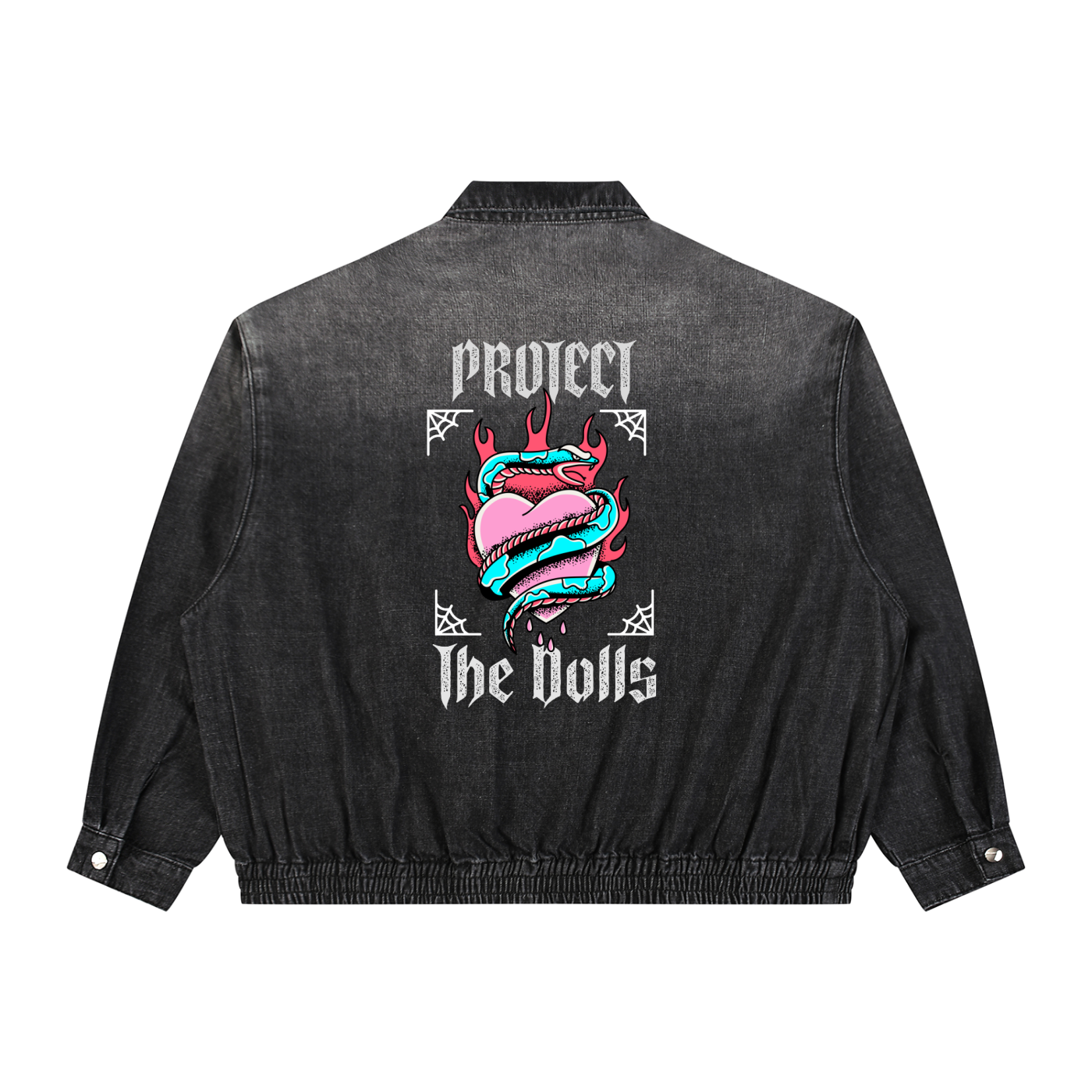 Protect The Dolls Unisex Vintage Wash Full-Zip Denim Jacket