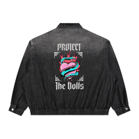 Protect The Dolls Unisex Vintage Wash Full-Zip Denim Jacket