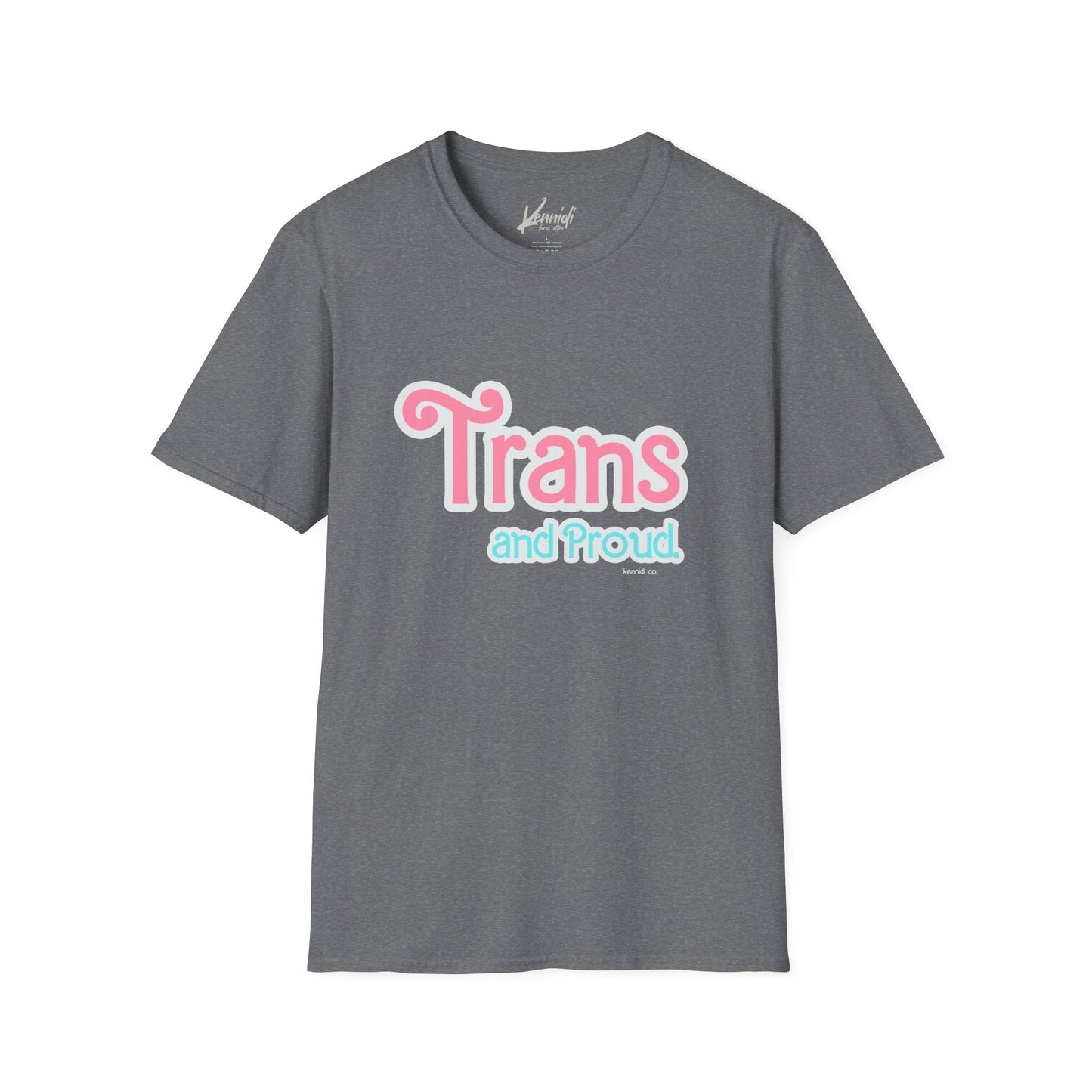 Trans And Proud Barbie Inspired Pride Unisex Softstyle T-Shirt Graphite Heather / S
