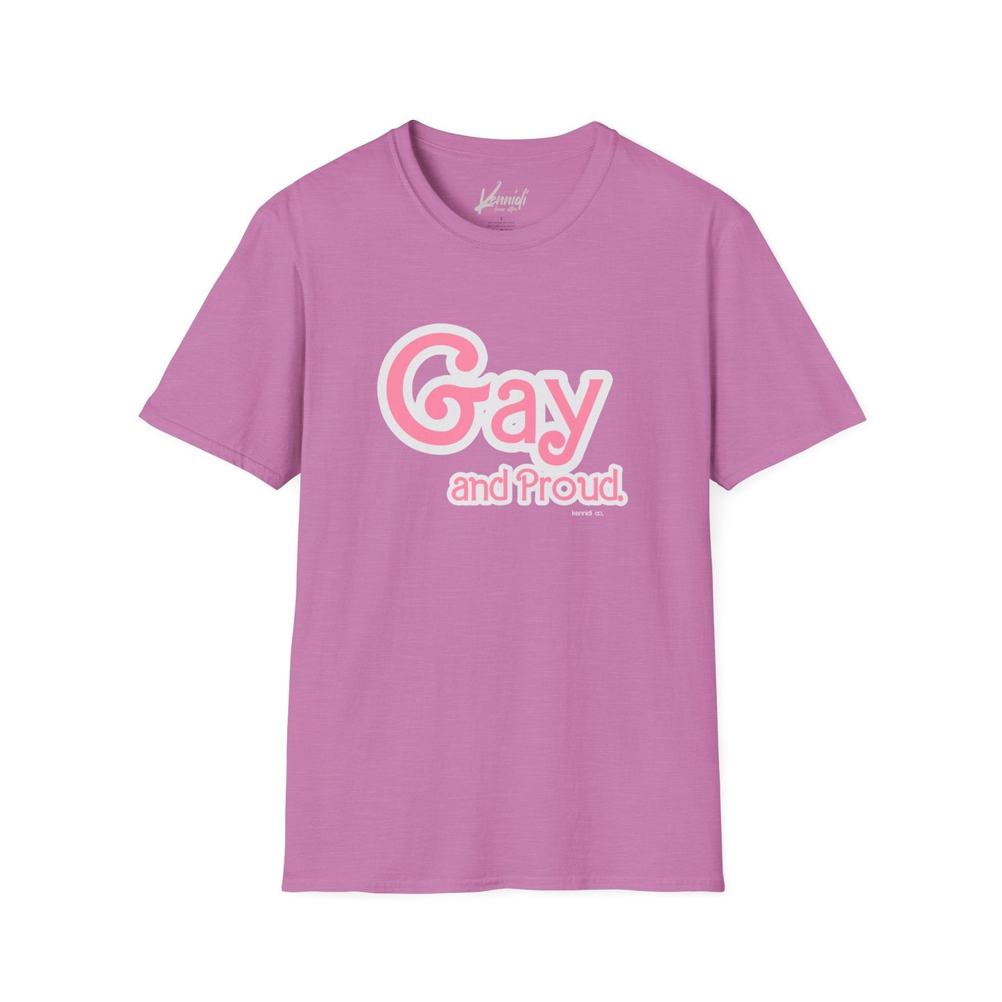 Gay And Proud Barbie Inspired Pride Unisex Softstyle T-Shirt Heather Radiant Orchid / S