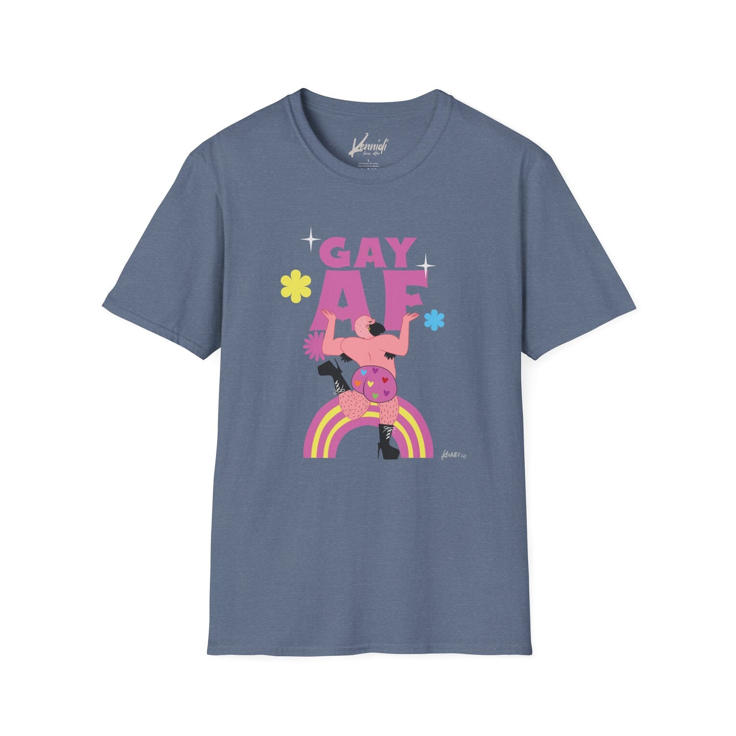 Gay Af Pride Unisex Softstyle T-Shirt Heather Indigo / S