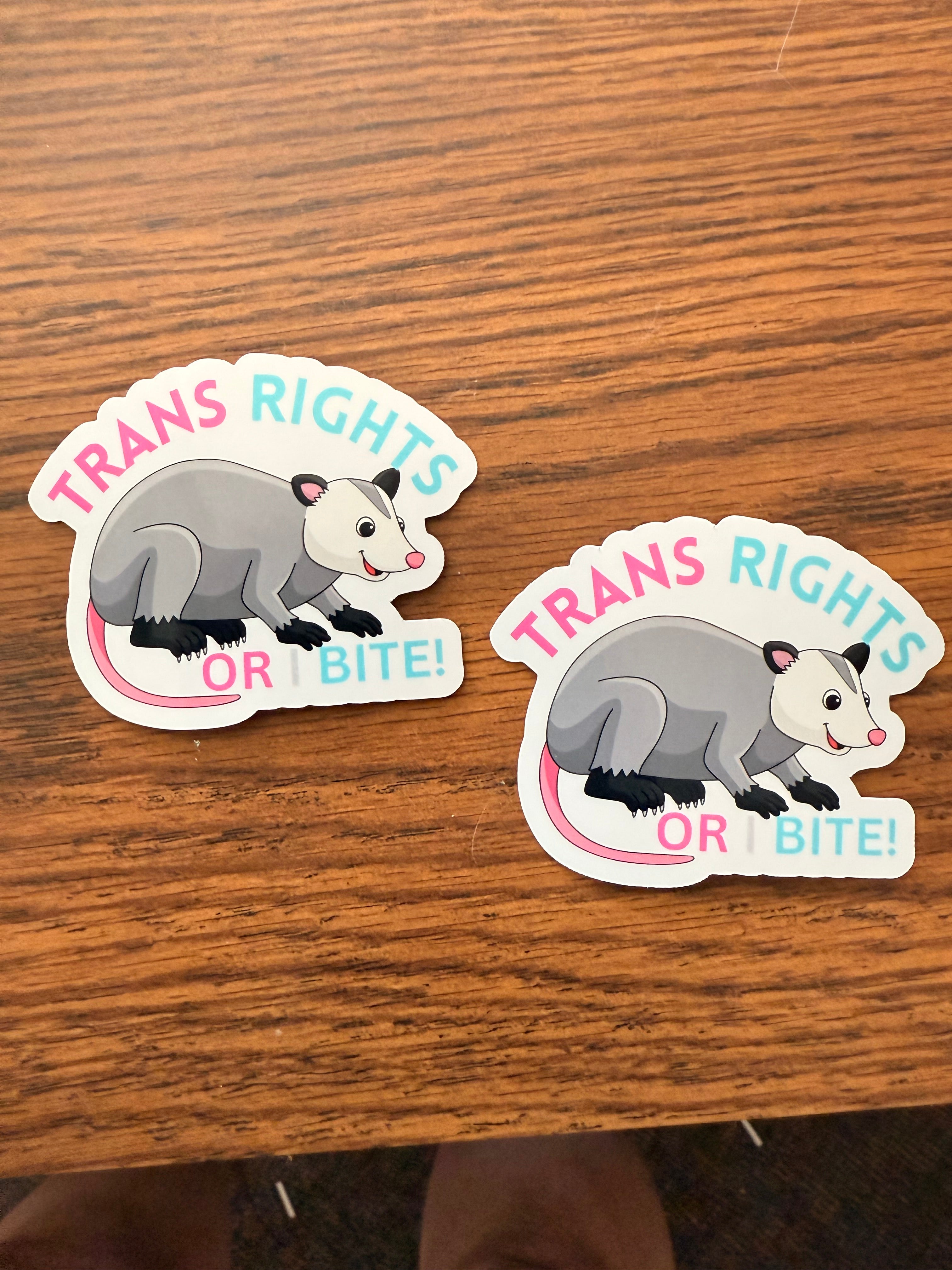 Trans Rights Or I Bite Sticker