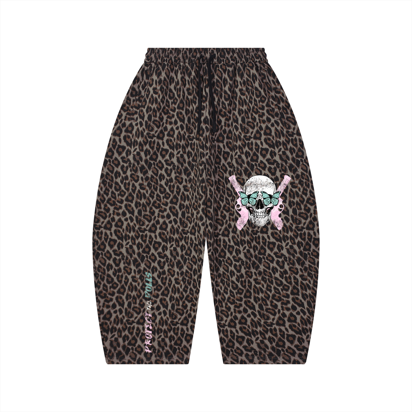 Protect The Dolls Skull Unisex Leopard Barrel Leg Sweatpants