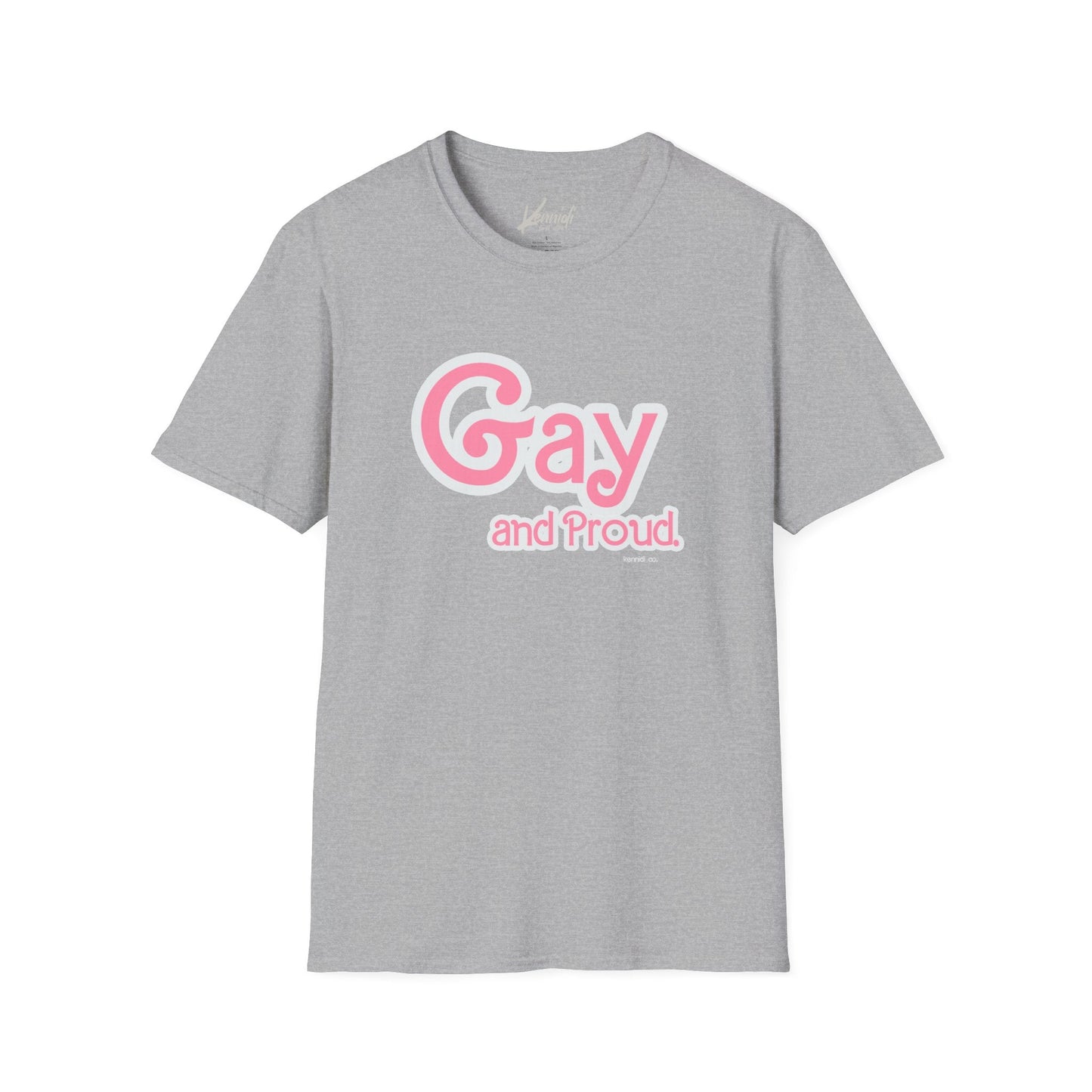 Gay And Proud Barbie Inspired Pride Unisex Softstyle T-Shirt Sport Grey / Xs