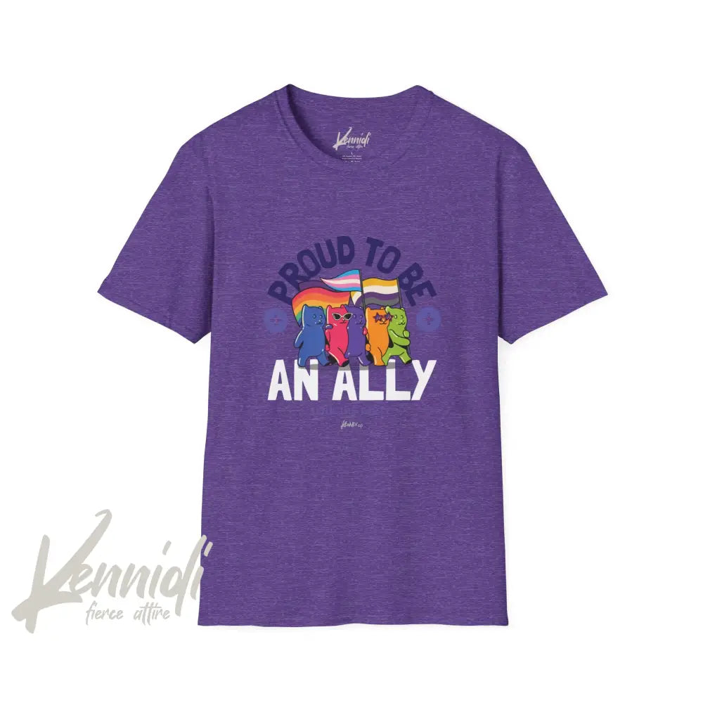 Proud To Be An Ally Pride Unisex Softstyle T-Shirt Heather Purple / S
