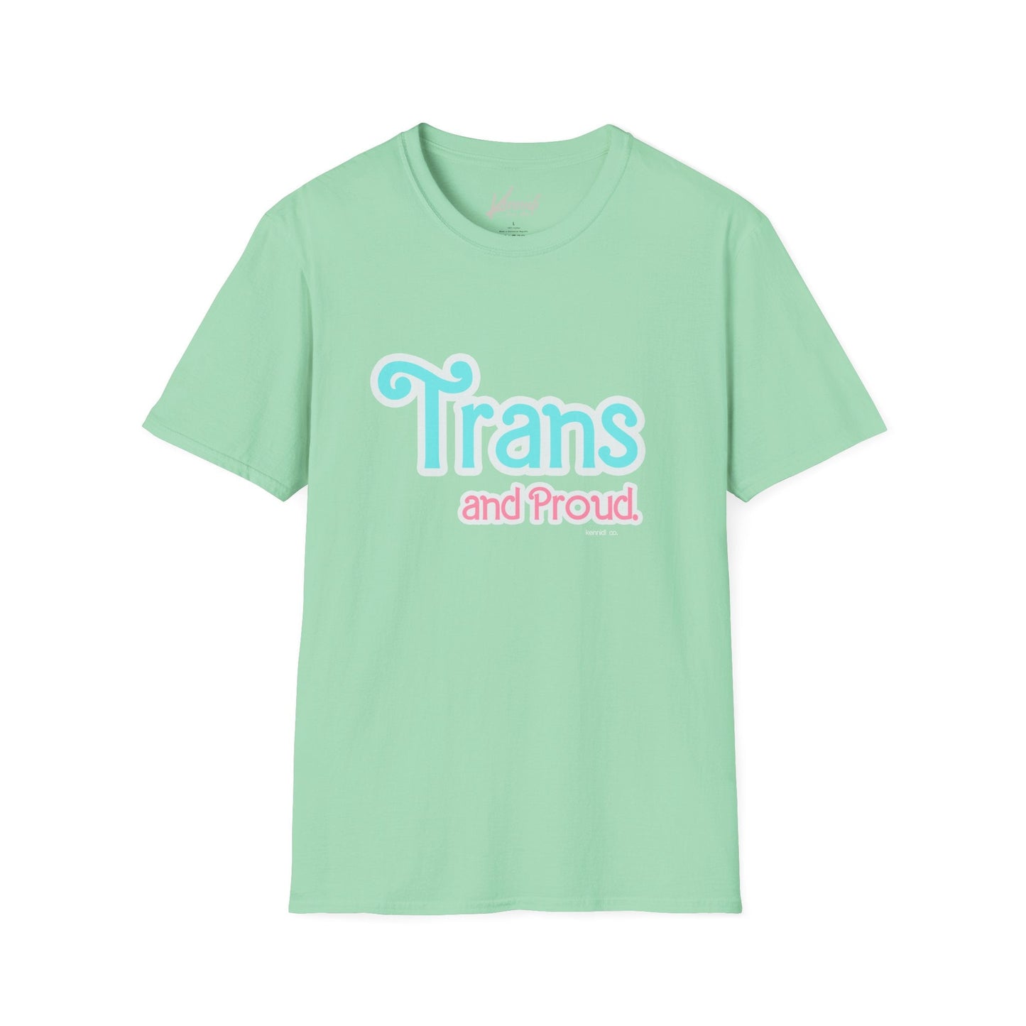 Trans And Proud Barbie Inspired Pride Version 2 Unisex Softstyle T-Shirt Mint Green / S