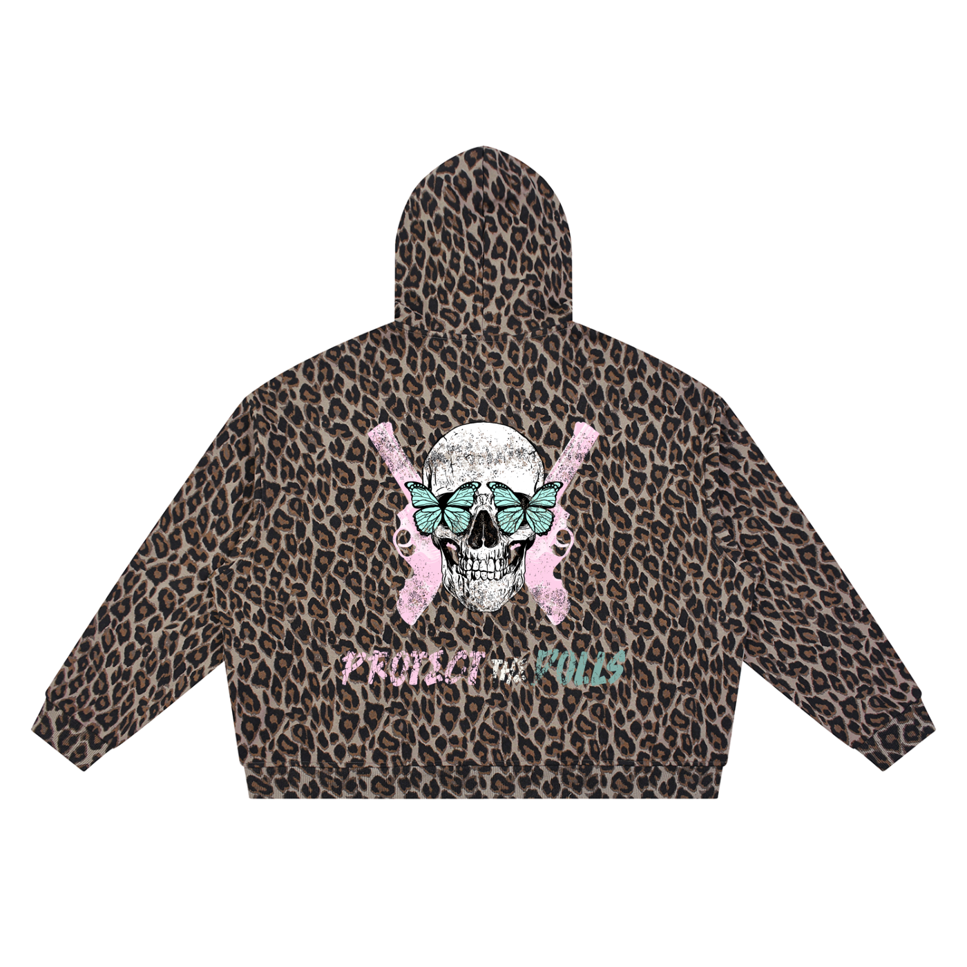 Protect The Dolls Skull Unisex Leopard Full Zip Hoodie