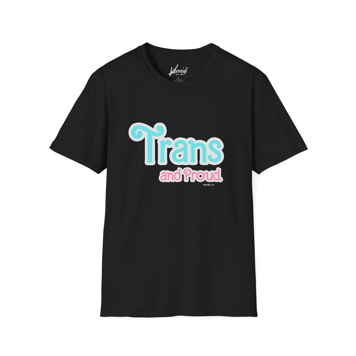 Trans And Proud Barbie Inspired Pride Version 2 Unisex Softstyle T-Shirt Black / Xs