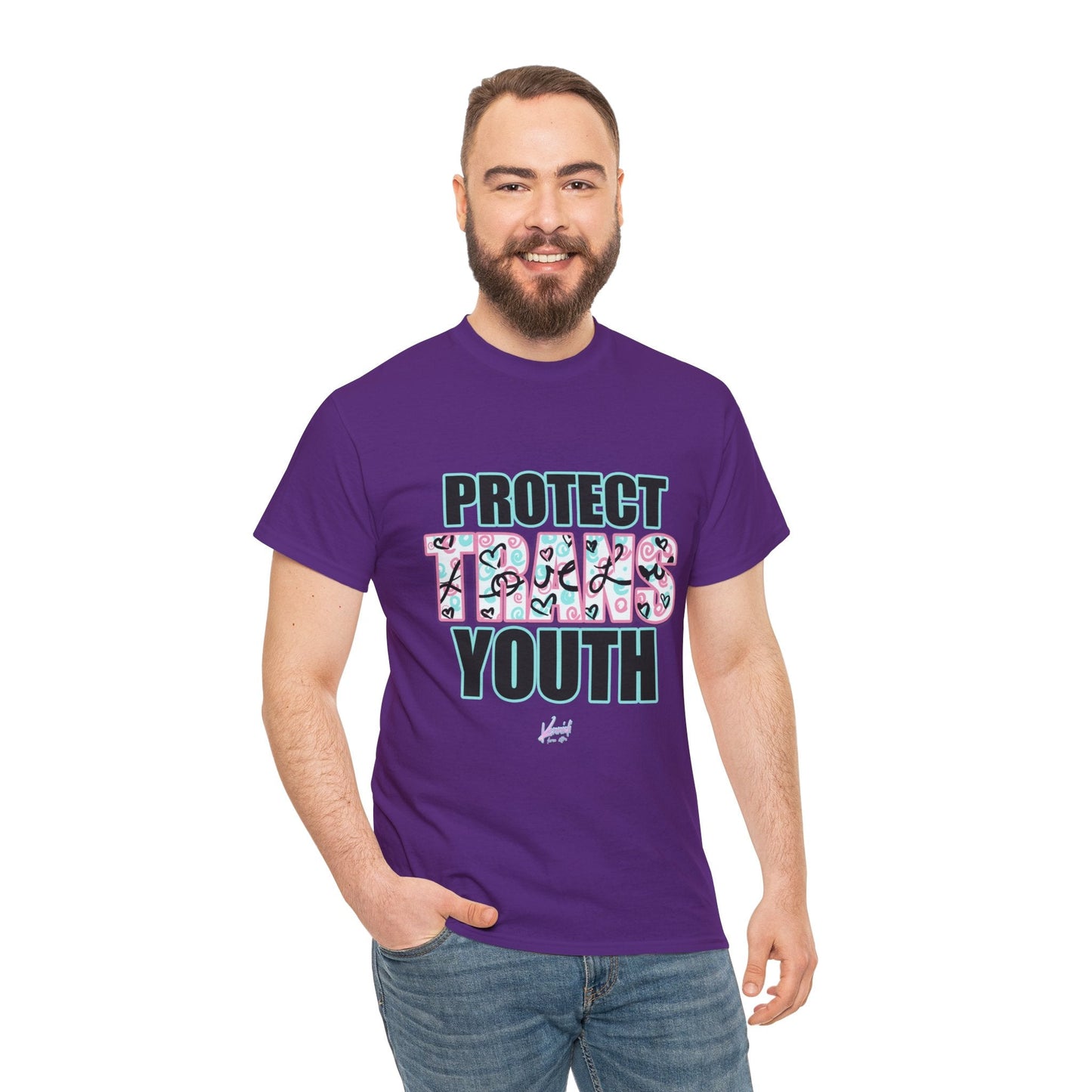 Protect Trans Youth Love 3.0 Unisex Heavy Cotton Tee - Purple / S T - Shirt