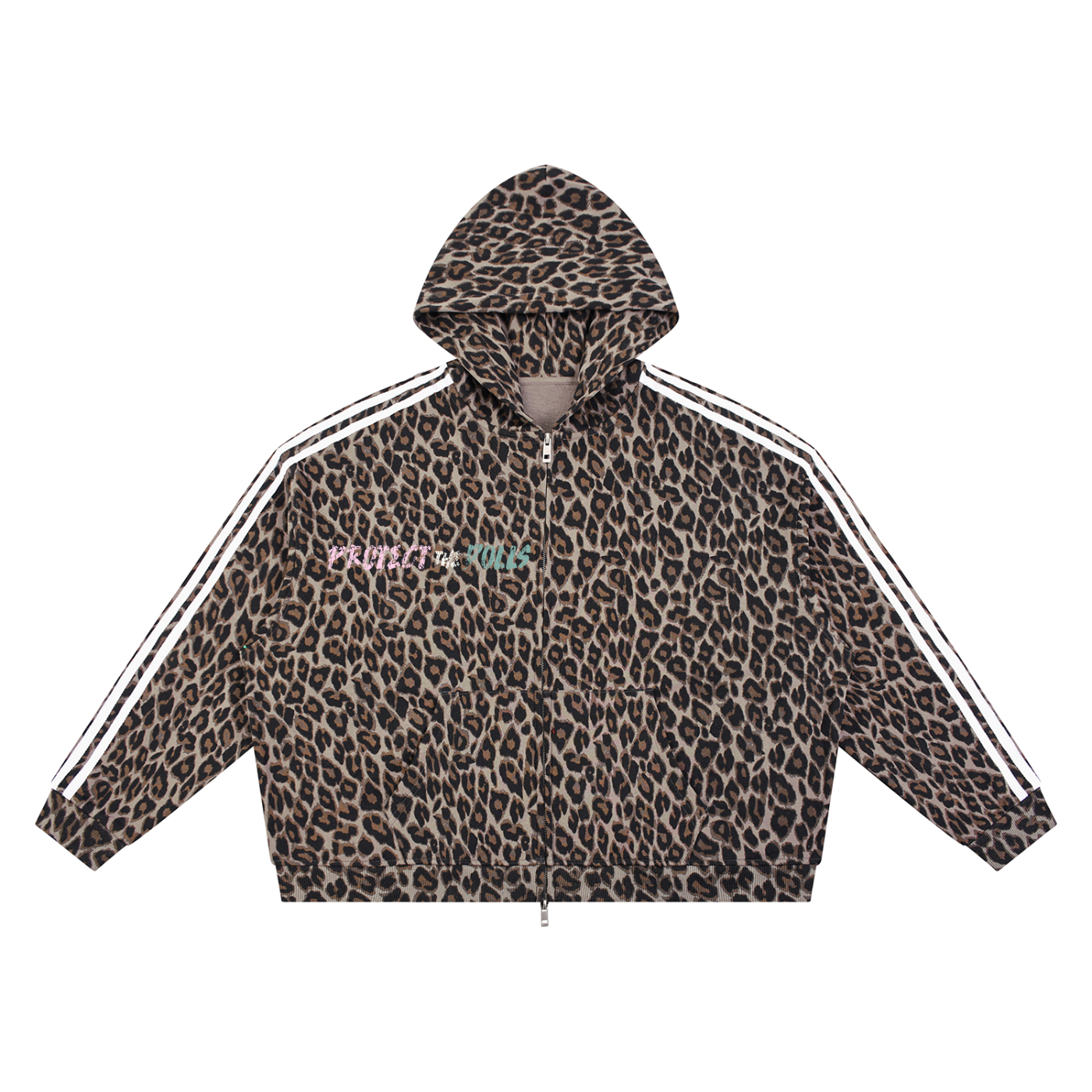 Protect The Dolls Skull Unisex Leopard Full Zip Hoodie