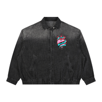 Unisex Vintage Wash Full-Zip Denim Jacket