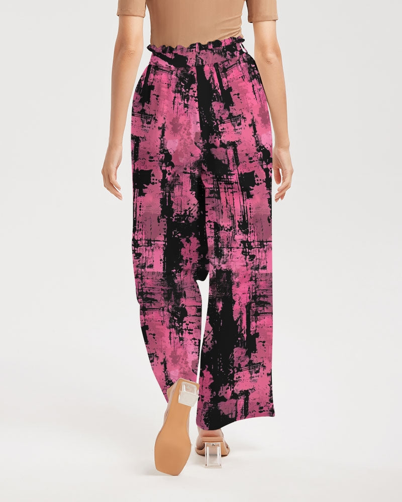 Pink Grunge Women's High-Rise Wide Leg Pants