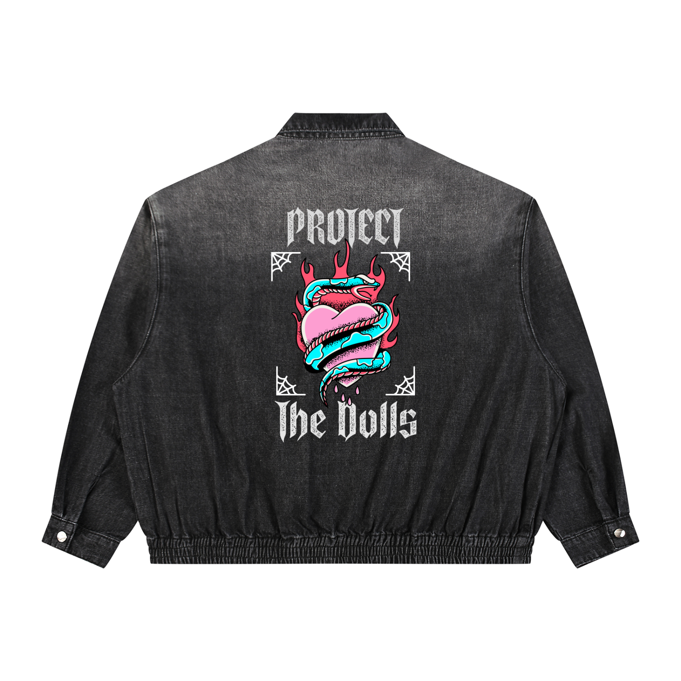 Unisex Vintage Wash Full-Zip Denim Jacket