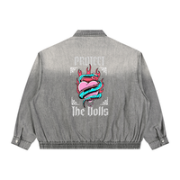 Protect The Dolls Unisex Vintage Wash Full-Zip Denim Jacket