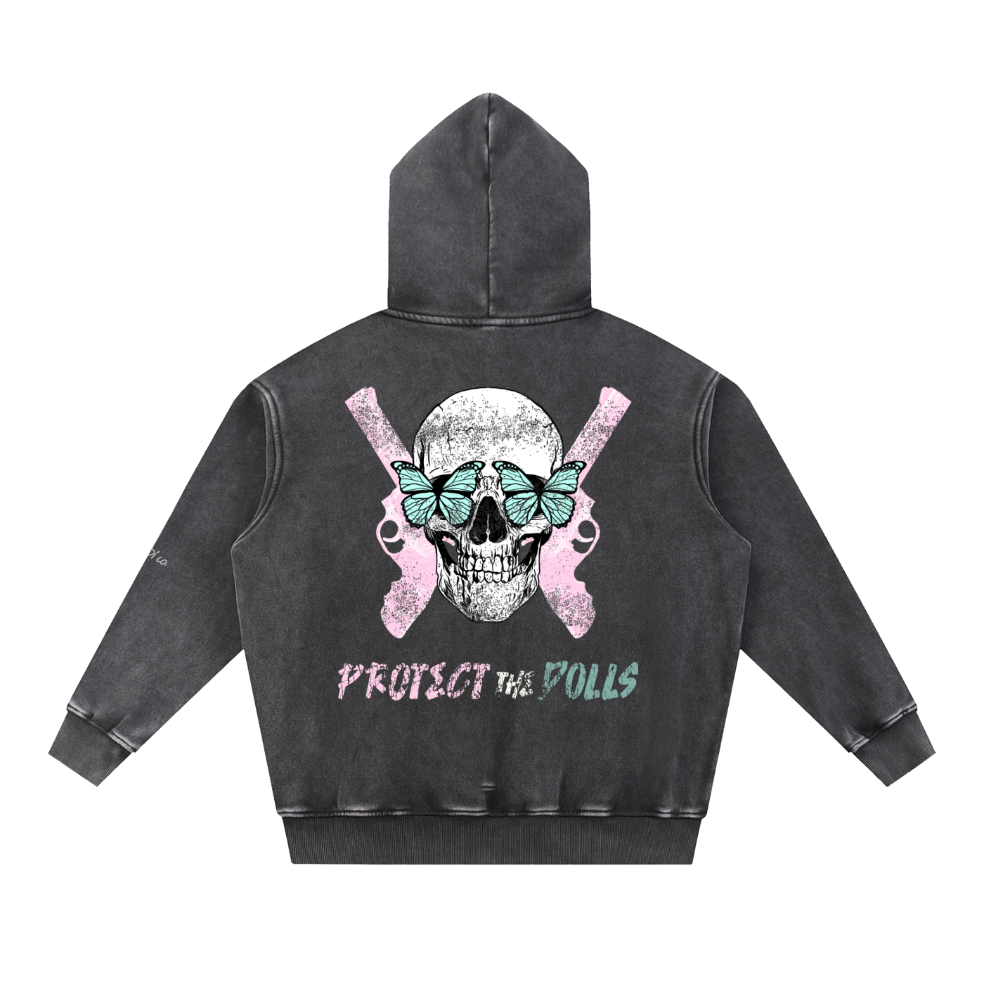 Protect the DOLLS Skull Snow Wash Fleece Oversize Hoodie