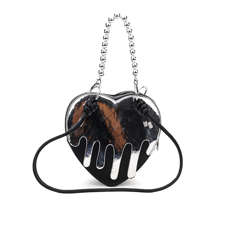 Heart-shaped Chain Bag Fashion Trend Shoulder - Black hand